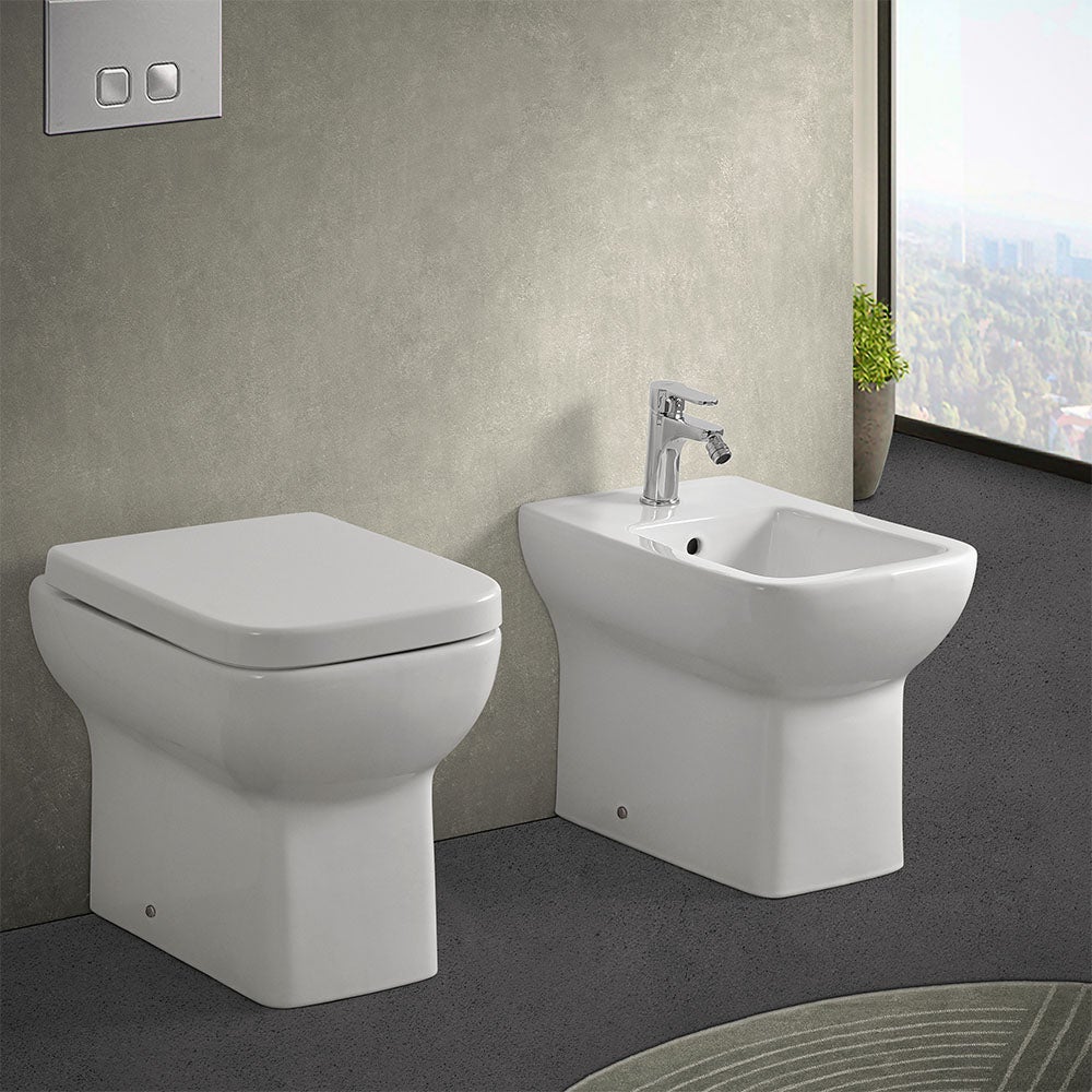Sedile WC allungato, con sedile per bambini integrato, allungato, adatto sia per adulti che per bambini, con chiusura ammortizzata, facile da