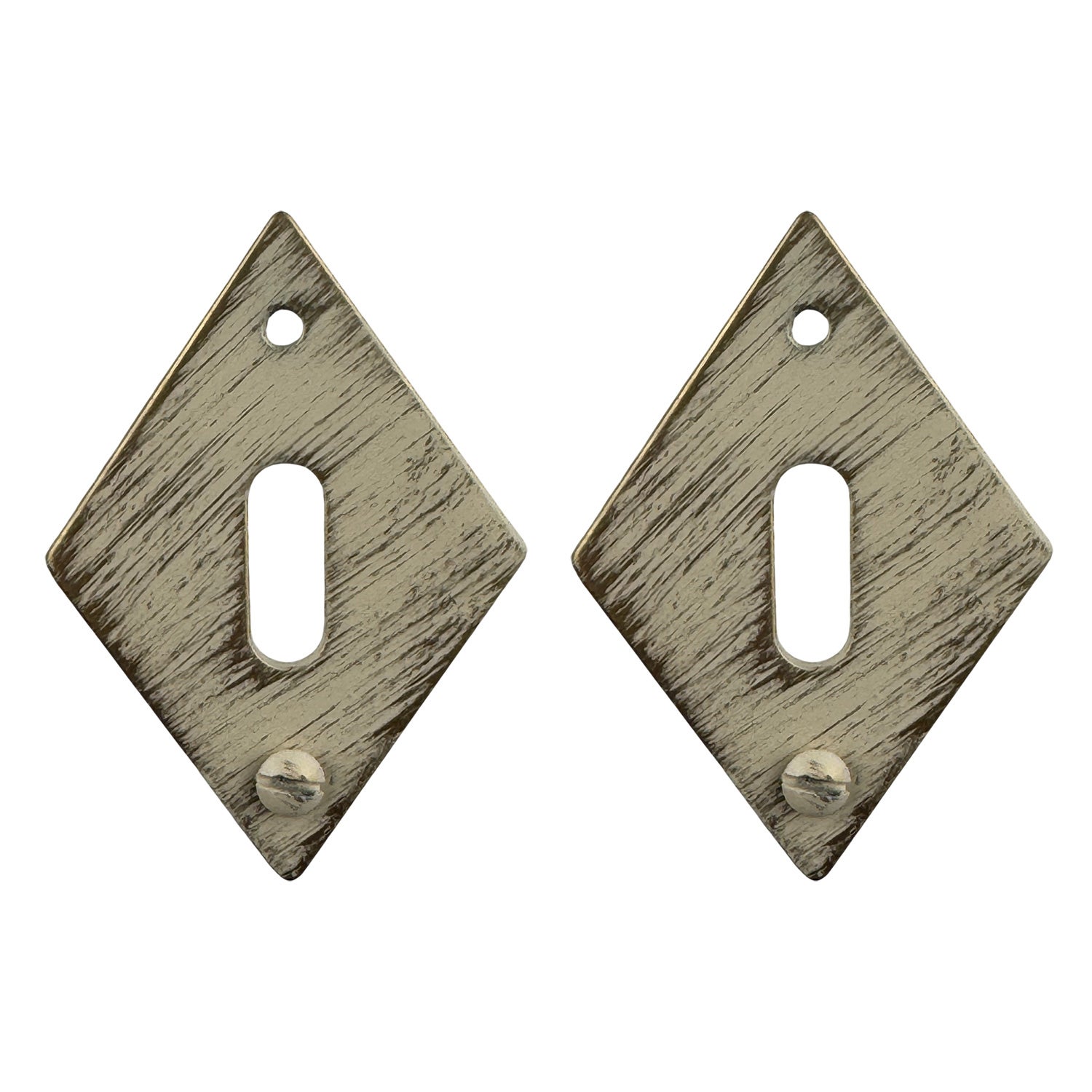 2 rosaces de poignée de porte losanges Ellix entrée de clé, Fer aspect ivoir or - 2