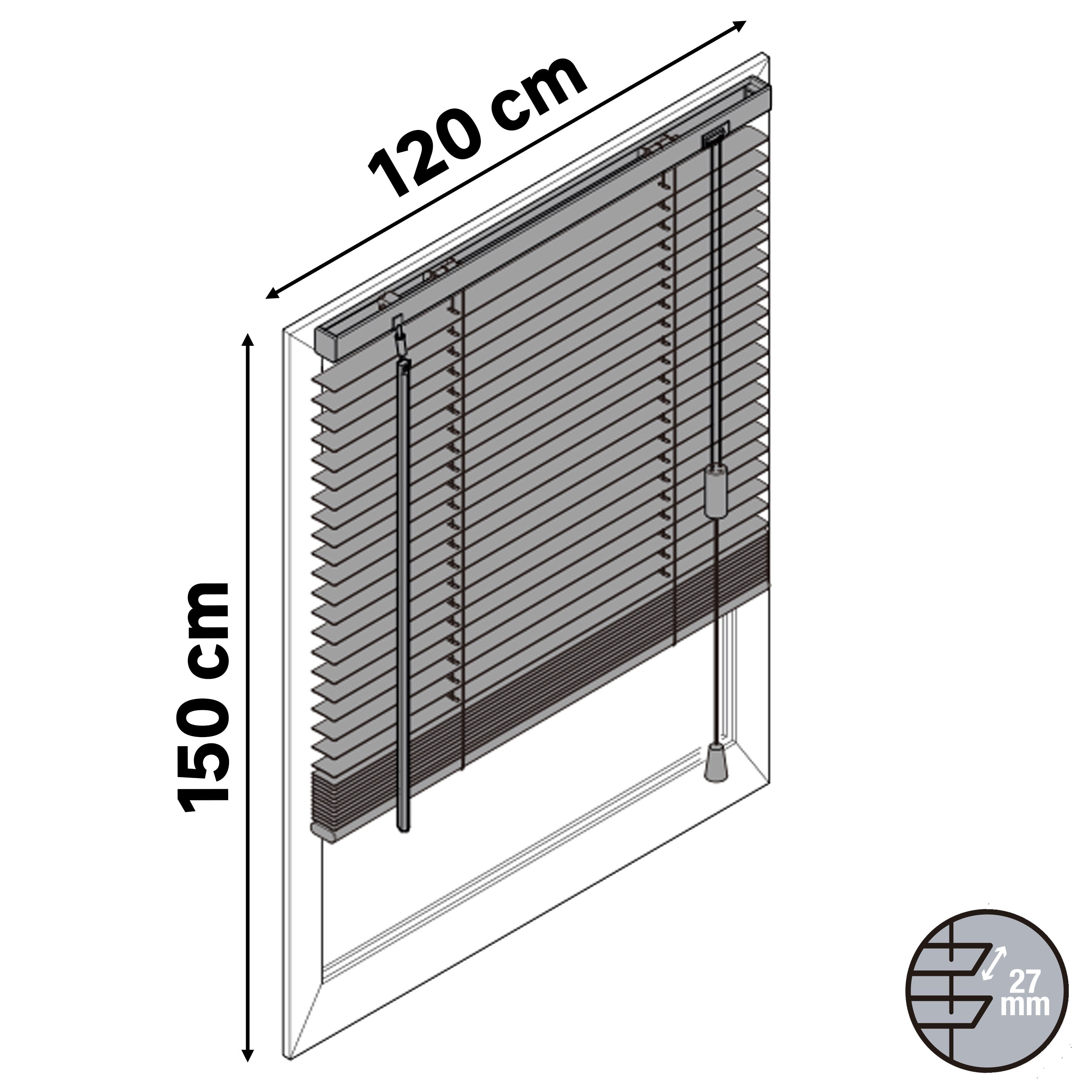 Estore laminado de madeira marrom RUSHMORE - 27 mm - 120 x 150 cm - INSPIRE - 3