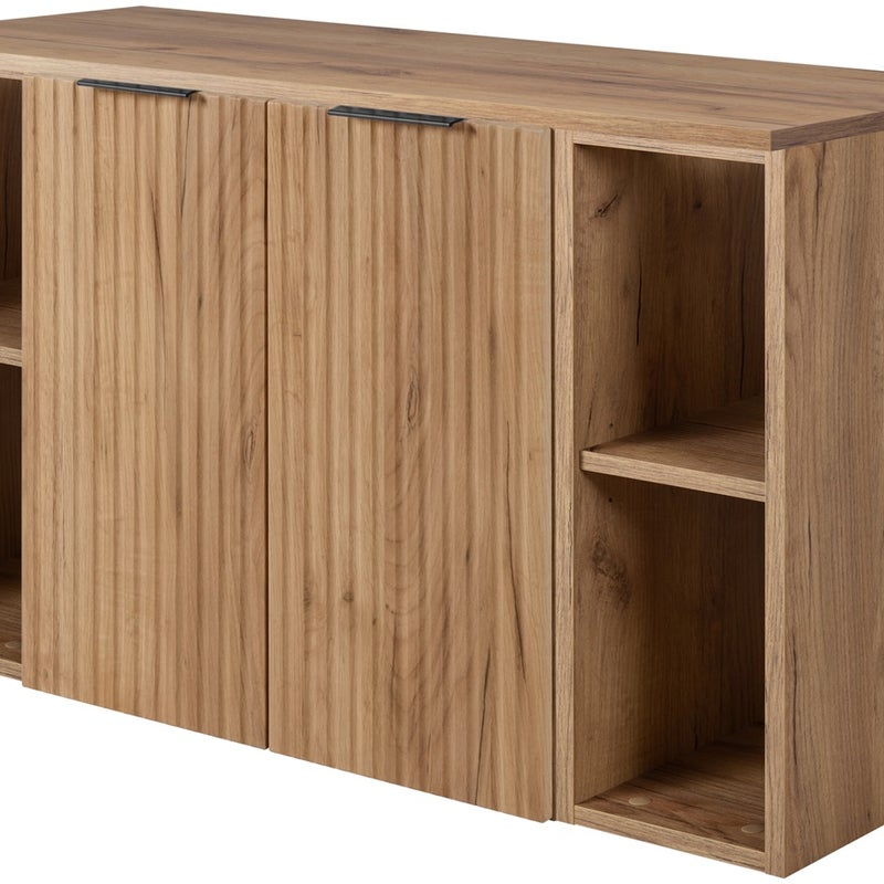 Zestaw łazienkowy FLOW 100 cm dąb craft złoty z regałami ryflowany front