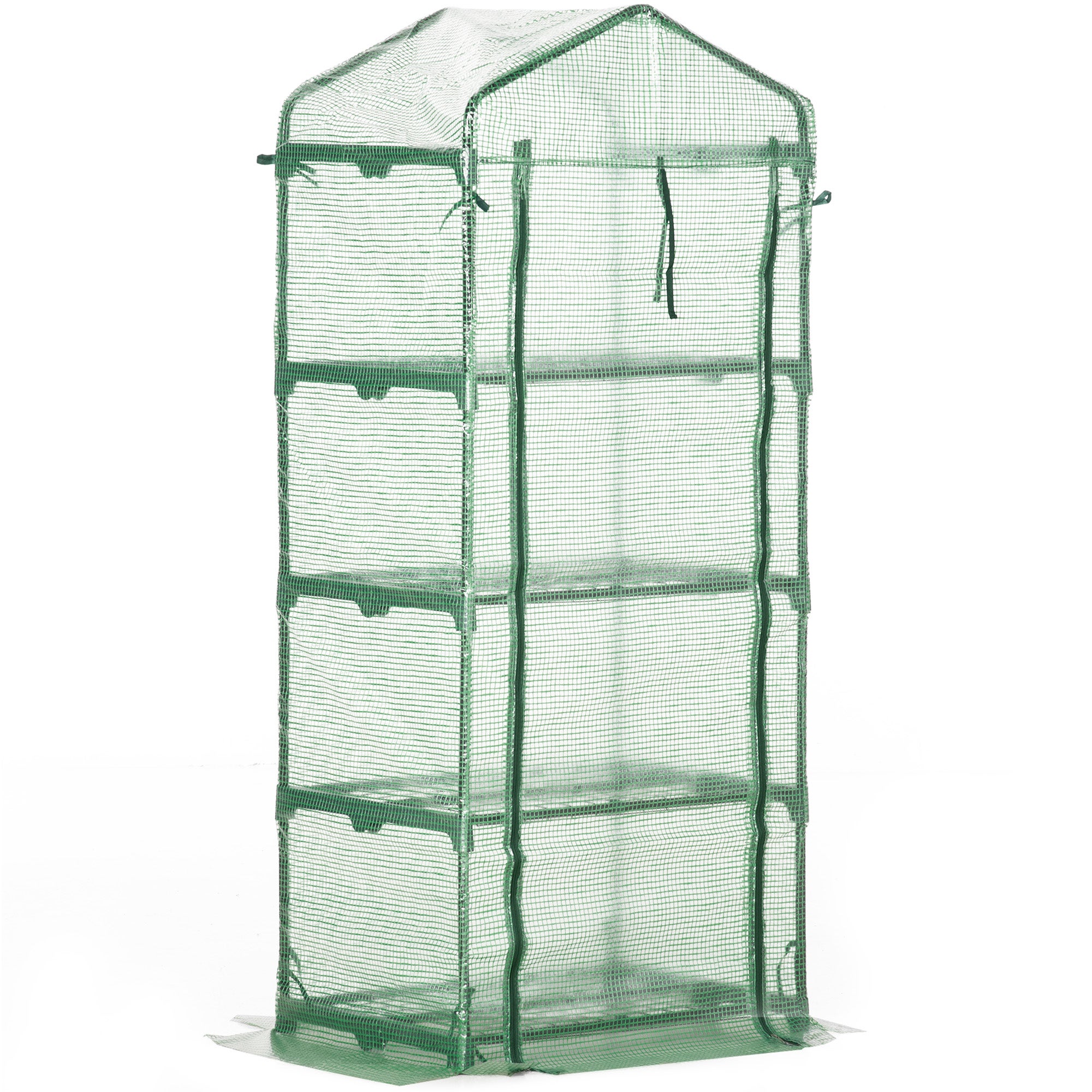 Serre de jardin PE avec étagères 4 niveaux, serre de balcon, bâche renforcée 140 /m², châssis en acier,pour légumes plantes,70x50x160cm, vert - 2