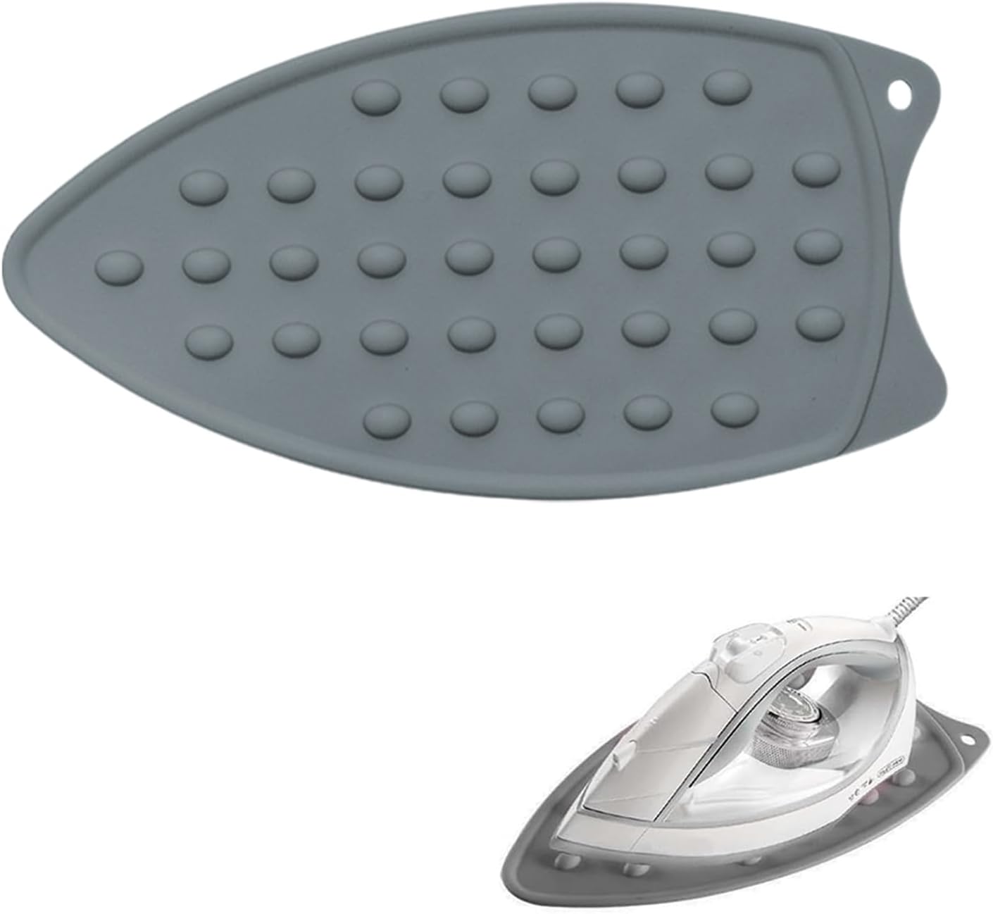 Podkładka silikonowa pod żelazko i podkładka antypoślizgowa, odporna na ciepło, 27 x 14 cm (szara)