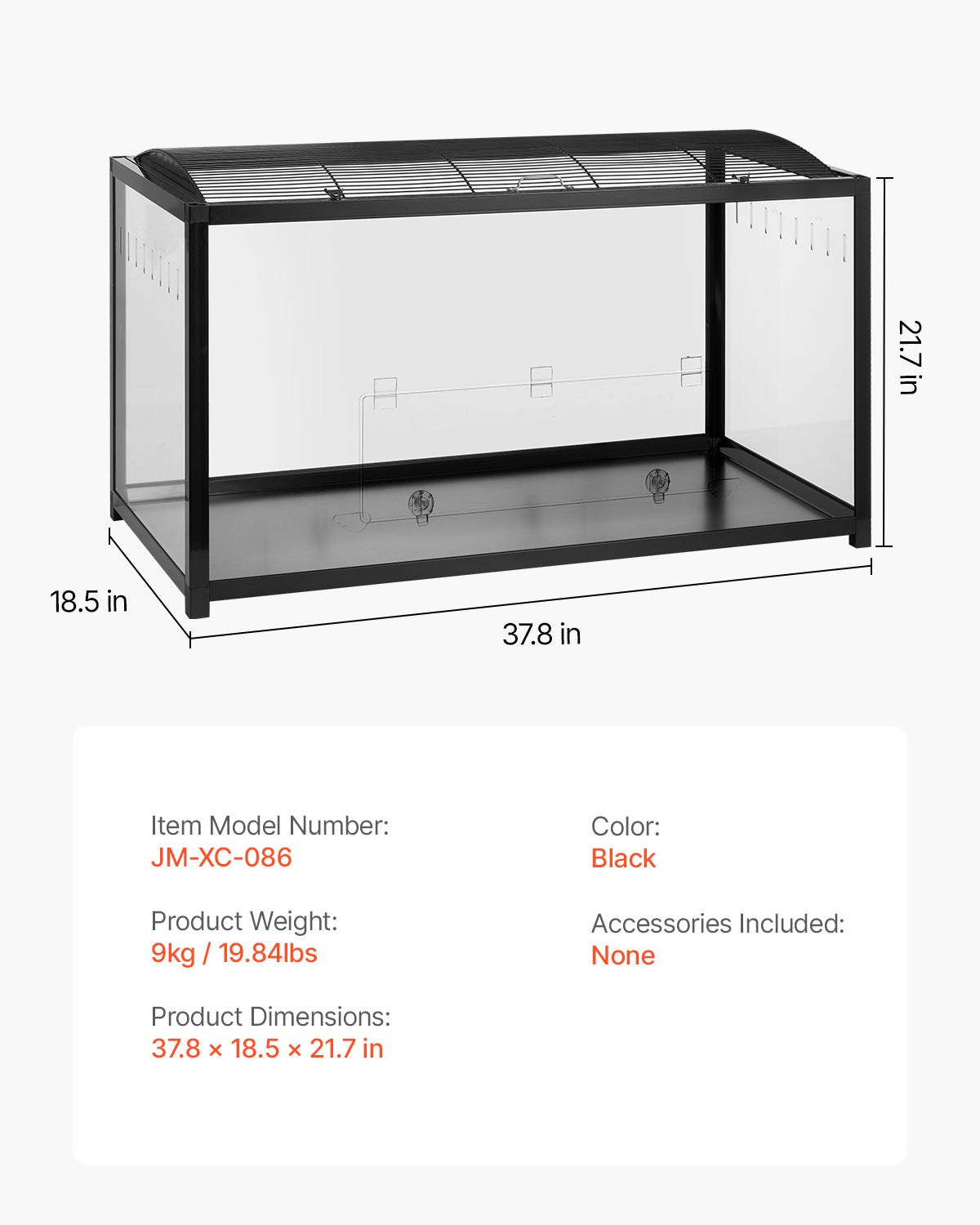 Gabbia per Criceto,VEVOR 96x47x55 cm,Habitat Trasparente per Roditori con Vista Panoramica 360°,con Porta d'Ingresso,Casa Ventilata Portatile - 7
