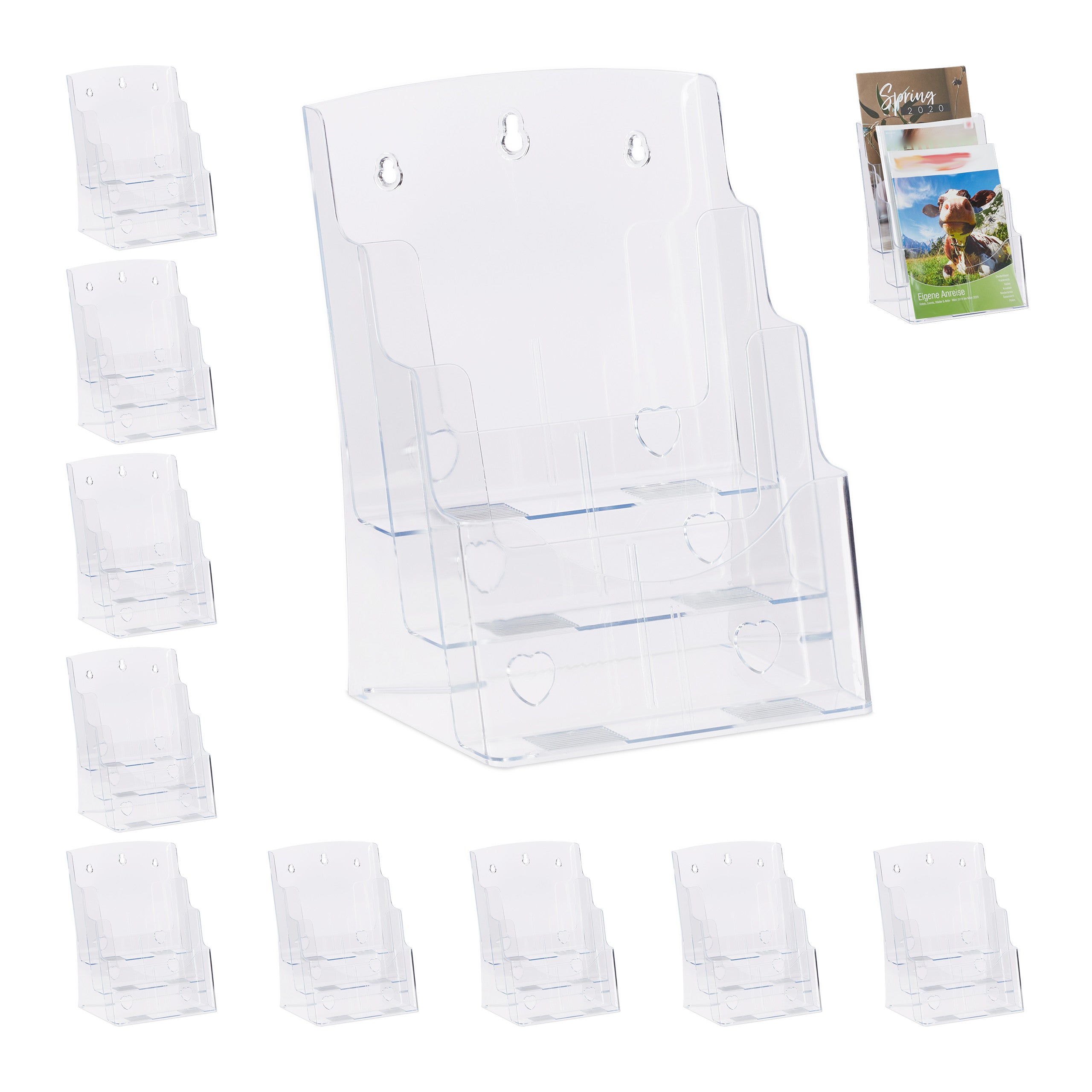 Porta Depliant 21x30 verticale A4 da tavolo con base ad L trasparente » Il QuadrifoglioWeb