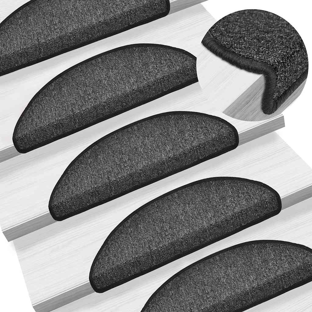 Tapis d'escalier 20 pièces 56 x 17 x 3 cm Anthracite Demi-rond vidaXL - 6