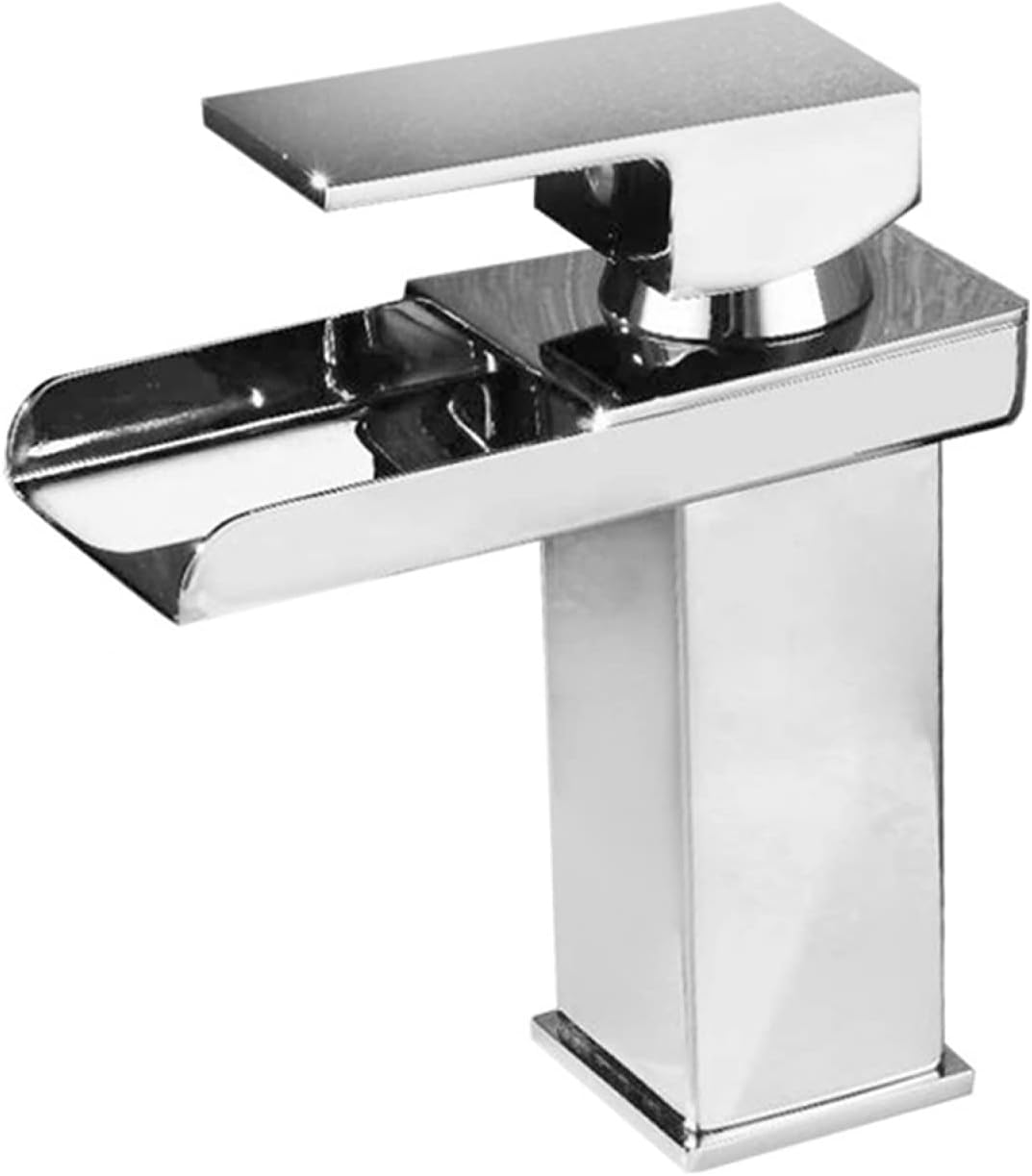 Bateria umywalkowa typu wodospad, bateria zlewozmywakowa jednouchwytowa, ciepła i zimna woda (chrom, krótka)
