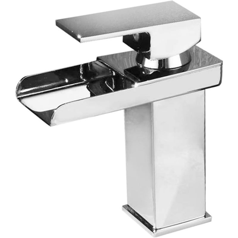 Bateria umywalkowa typu wodospad, bateria zlewozmywakowa jednouchwytowa, ciepła i zimna woda (chrom, krótka)