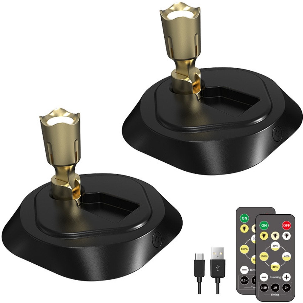 Set de 2 spoturi LED wireless cu telecomandă și temporizator, potrivite pentru iluminatul interior; ideale pentru opere de artă, picturi... 2buc