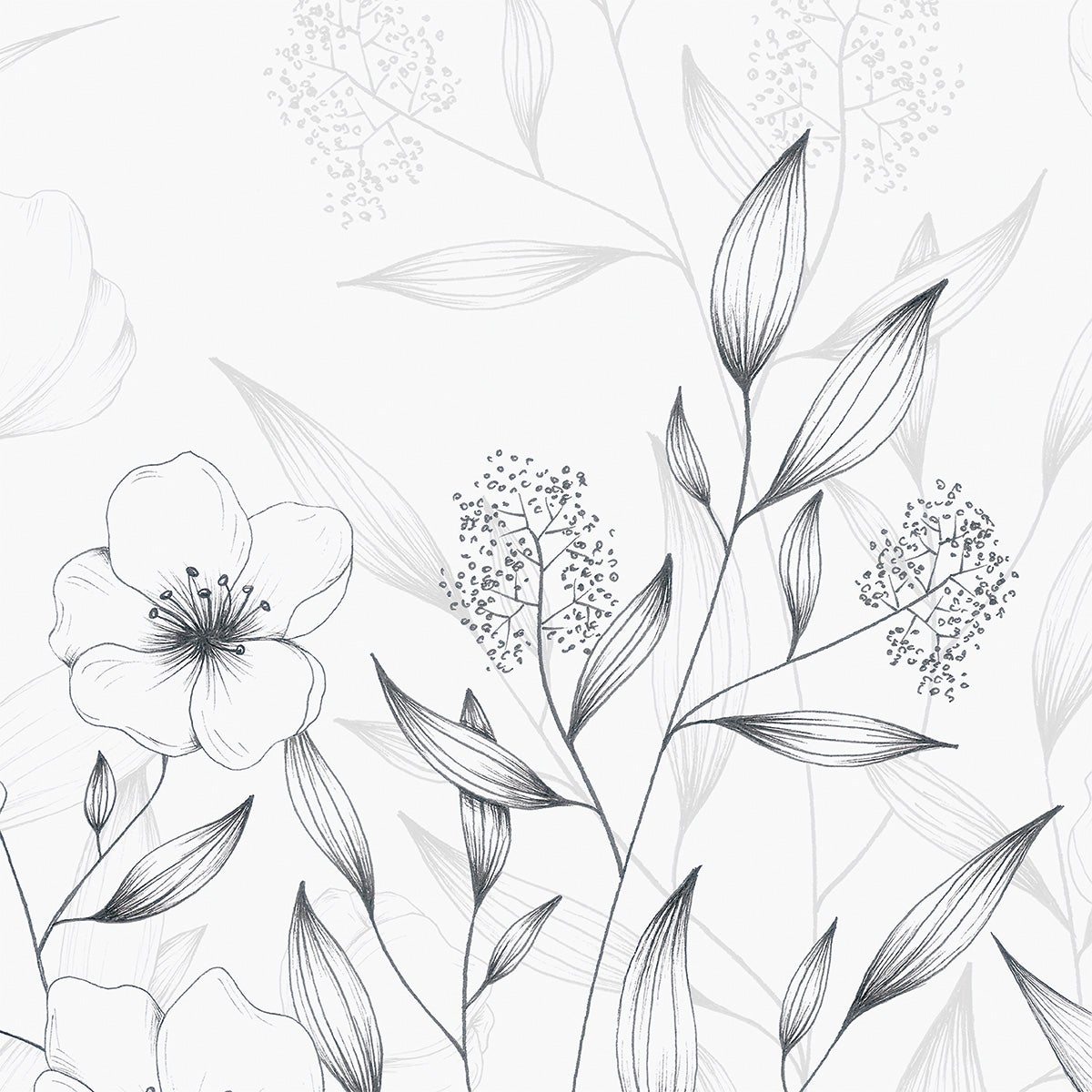 Carta da parati panoramica primaverile Bianco e nero 300x250cm - 3