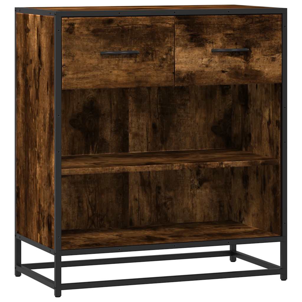 Credenza VidaXL Rovere Fumo - 70x42.5x185 Cm In Legno Multistrato, 3 Ante E Ripiani, Mobile Da Soggiorno