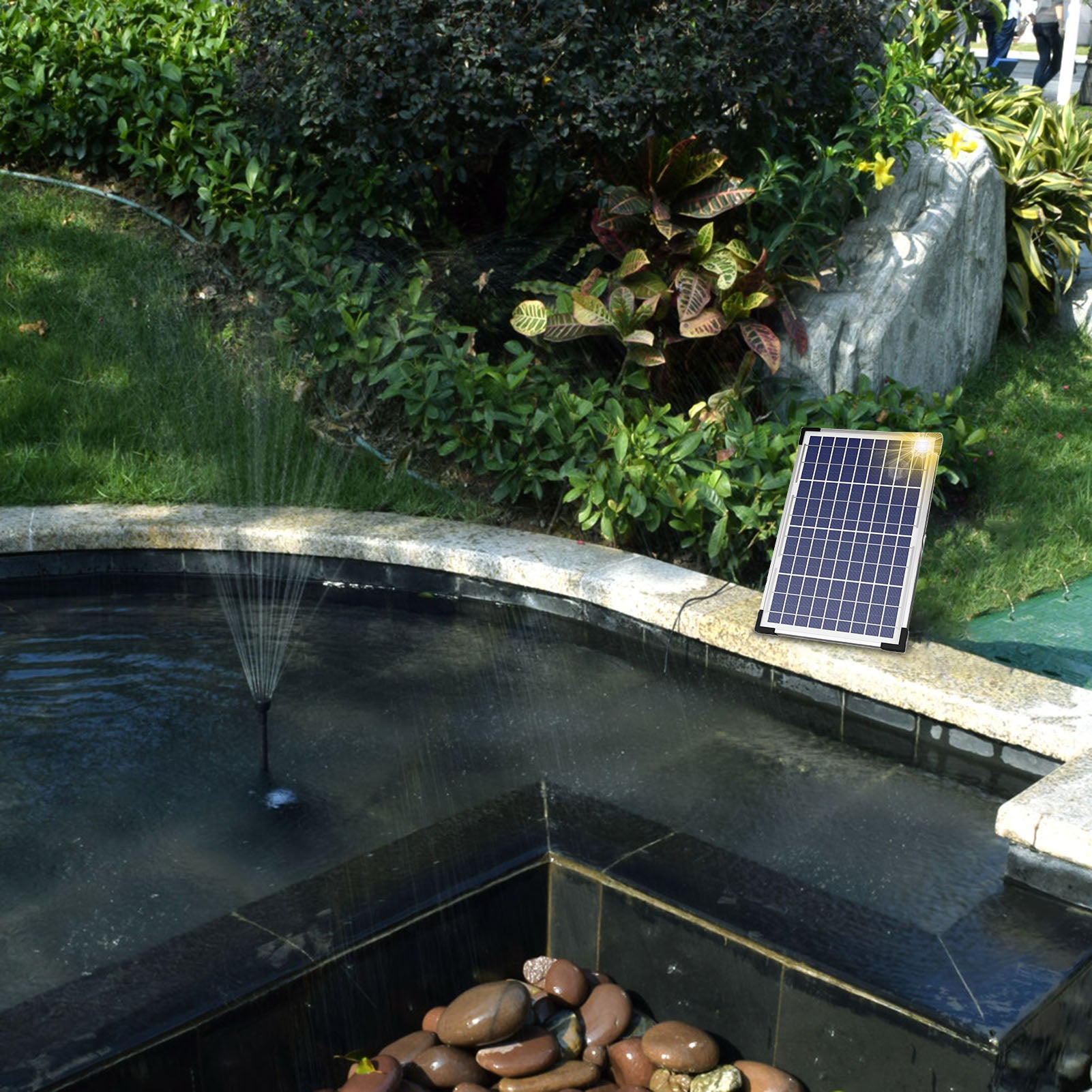 Pompe de fontaine solaire 10 W avec des buses de grand panneau 3 max. Hauteur d'eau 100 cm pour le cuir de pêche pour bain d'oiseaux Petit étang - 3
