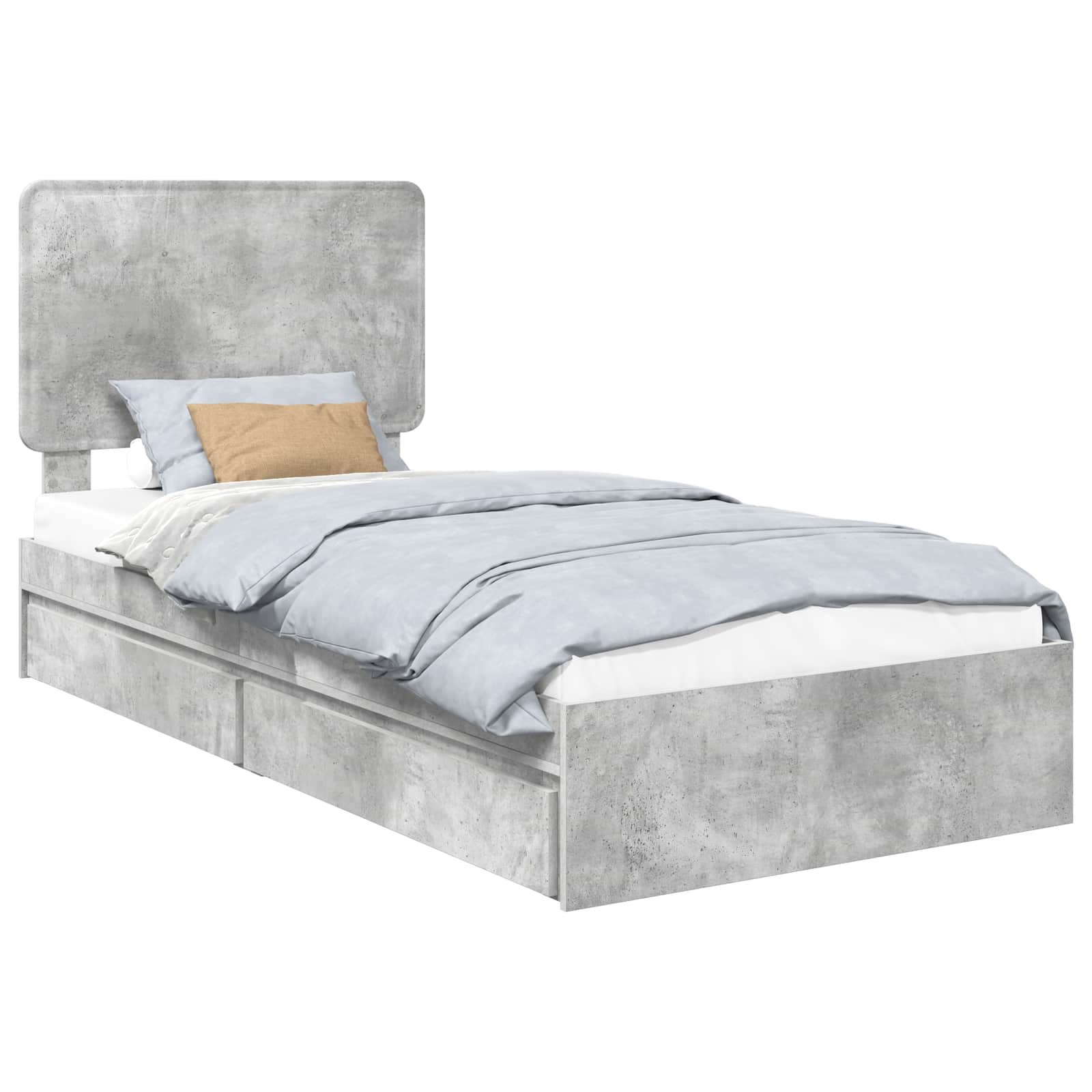 Lit de rangement Gris béton 90 x 190 cm panneau de bois - 2