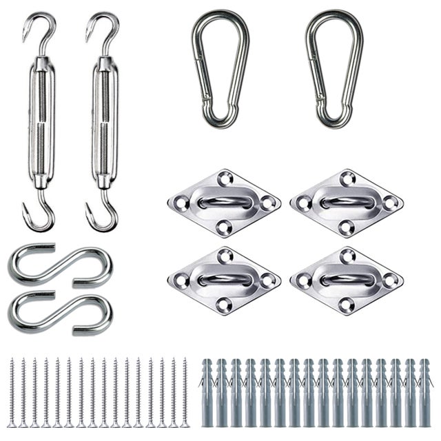 YOFIT Kit hardware per vela ombreggiante, 15,2 cm, per installazione di tende parasole triangolari, in acciaio inox 304, per giardino all'aperto, 80 pezzi