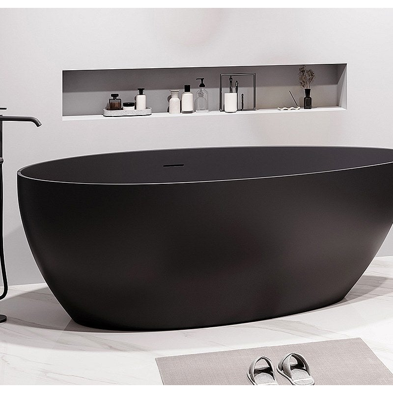 Wanna wolnostojąca asymetryczna - 245 l - 160 x 82 x 58 cm - Czarny mat - Akryl - APULIA