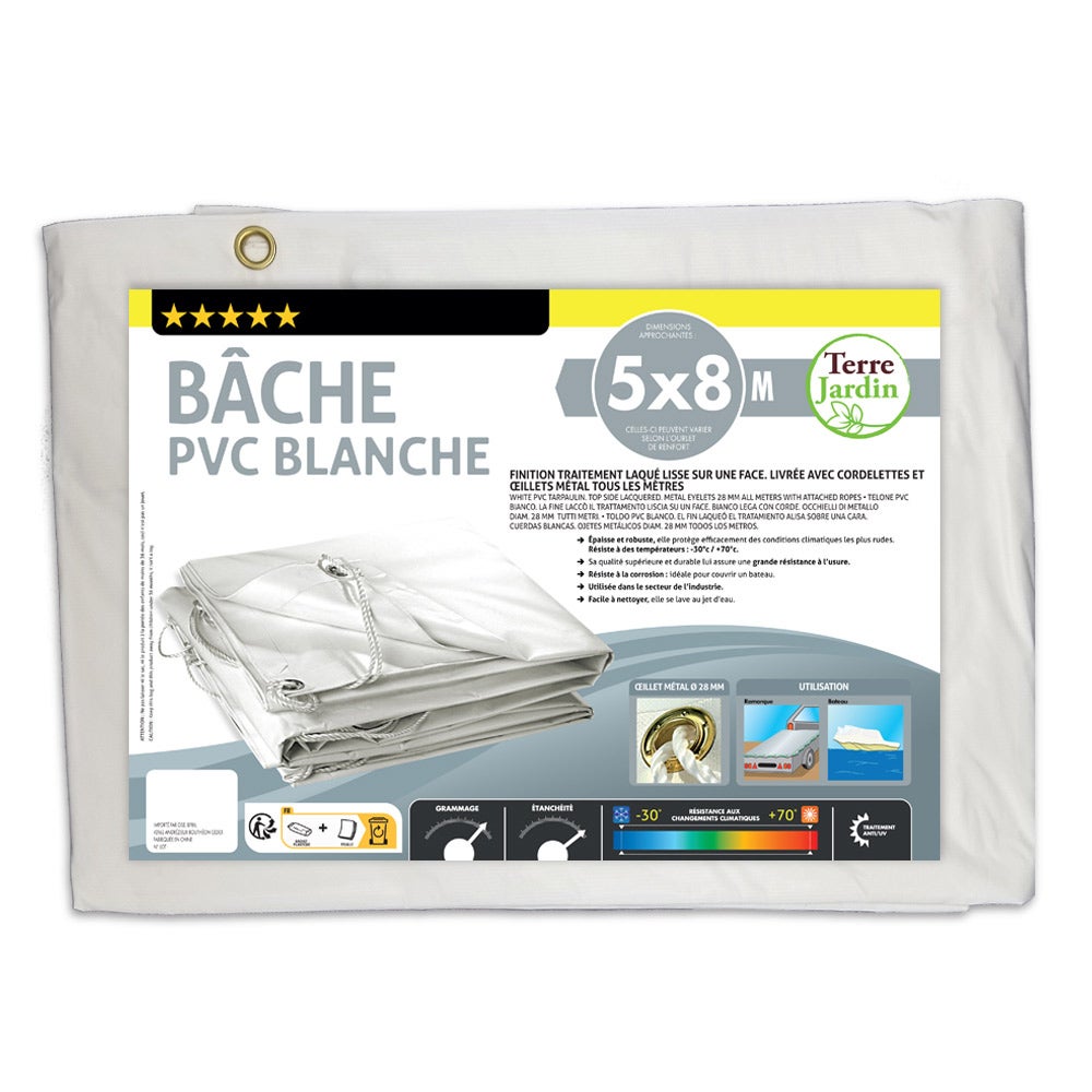 Bâche PVC premium blanche 300g/m2 3 x 5 Blanc - 4