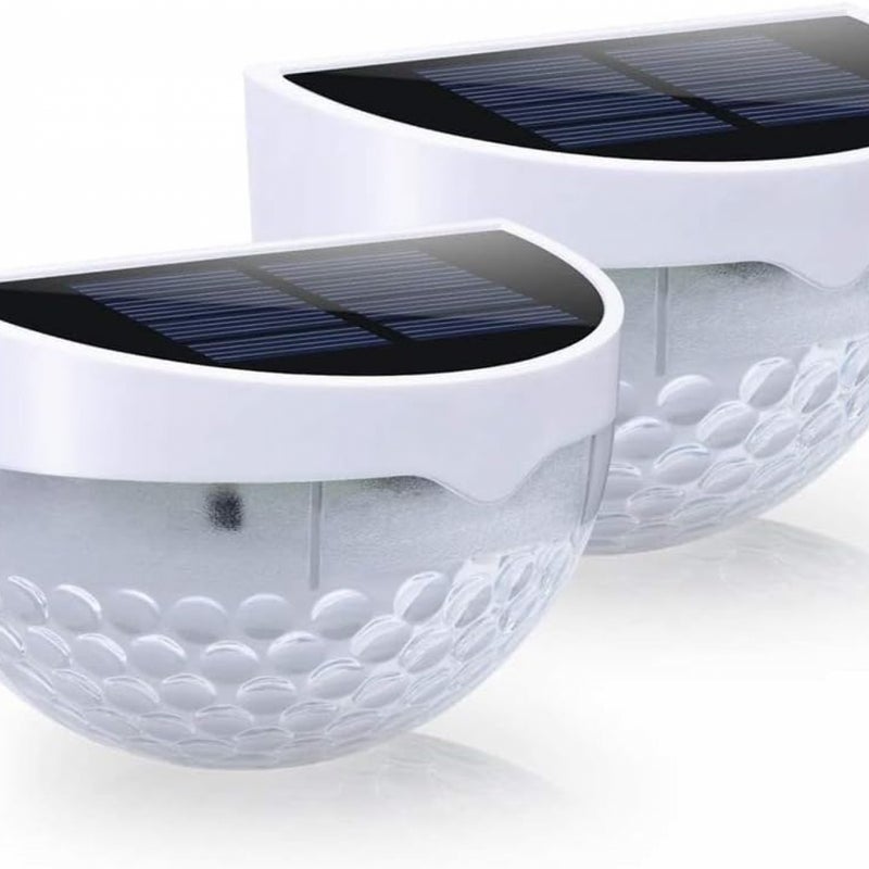 Oświetlenie ogrodzeniowe solarne, oświetlenie tarasowe, wodoodporne oświetlenie zewnętrzne, ciepłe światło (2 sztuki, białe)