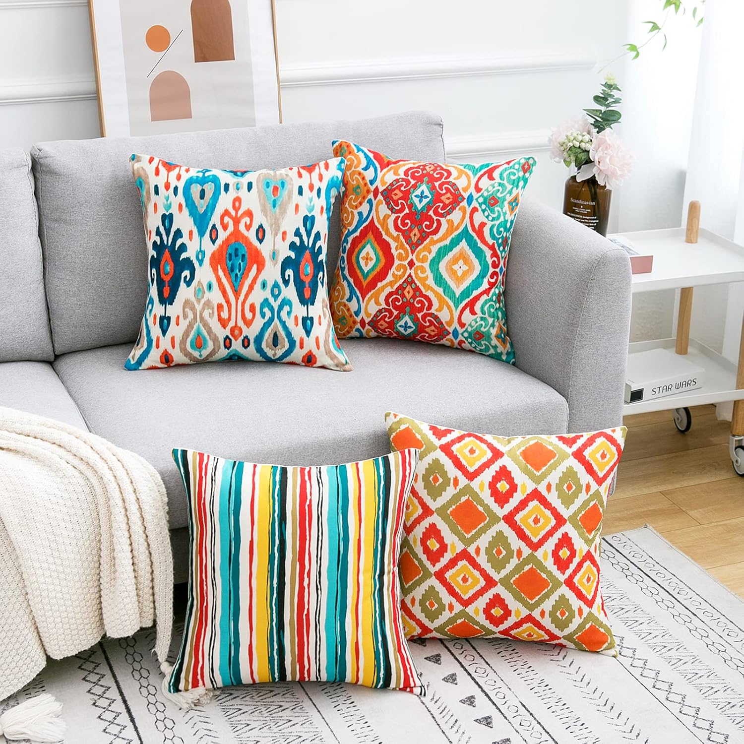 Housses de Coussin Lin, Lot de 4, Décoratives et Colorées, Parfaites pour Salon, Chambre ou Bureau - 3
