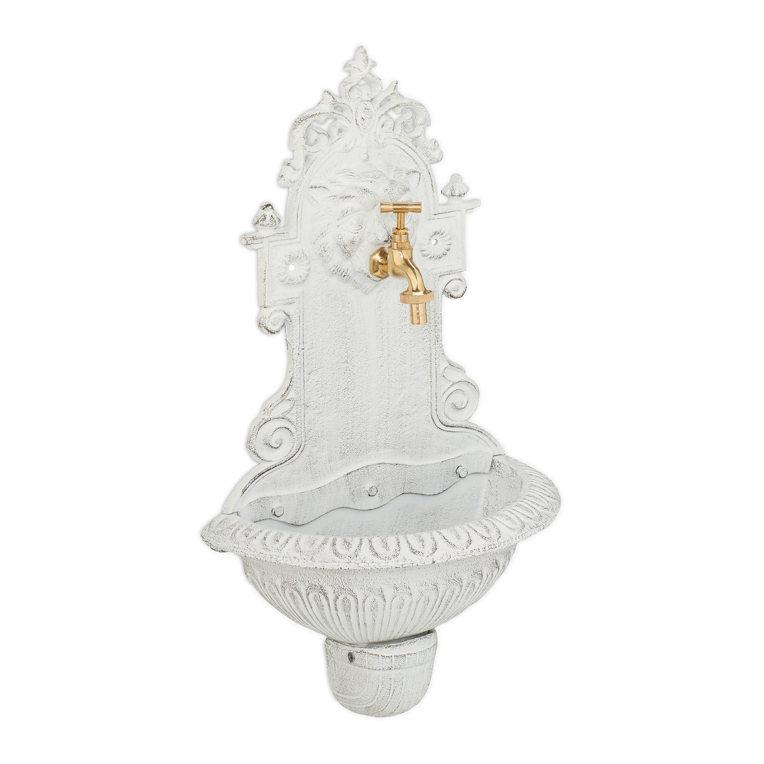 Fontaine De Jardin Extérieure Relaxdays - Design Antique Avec Robinet Doré - 91x18x17,5 Cm - Vert Foncé - Pour Terrasse Ou Jardin