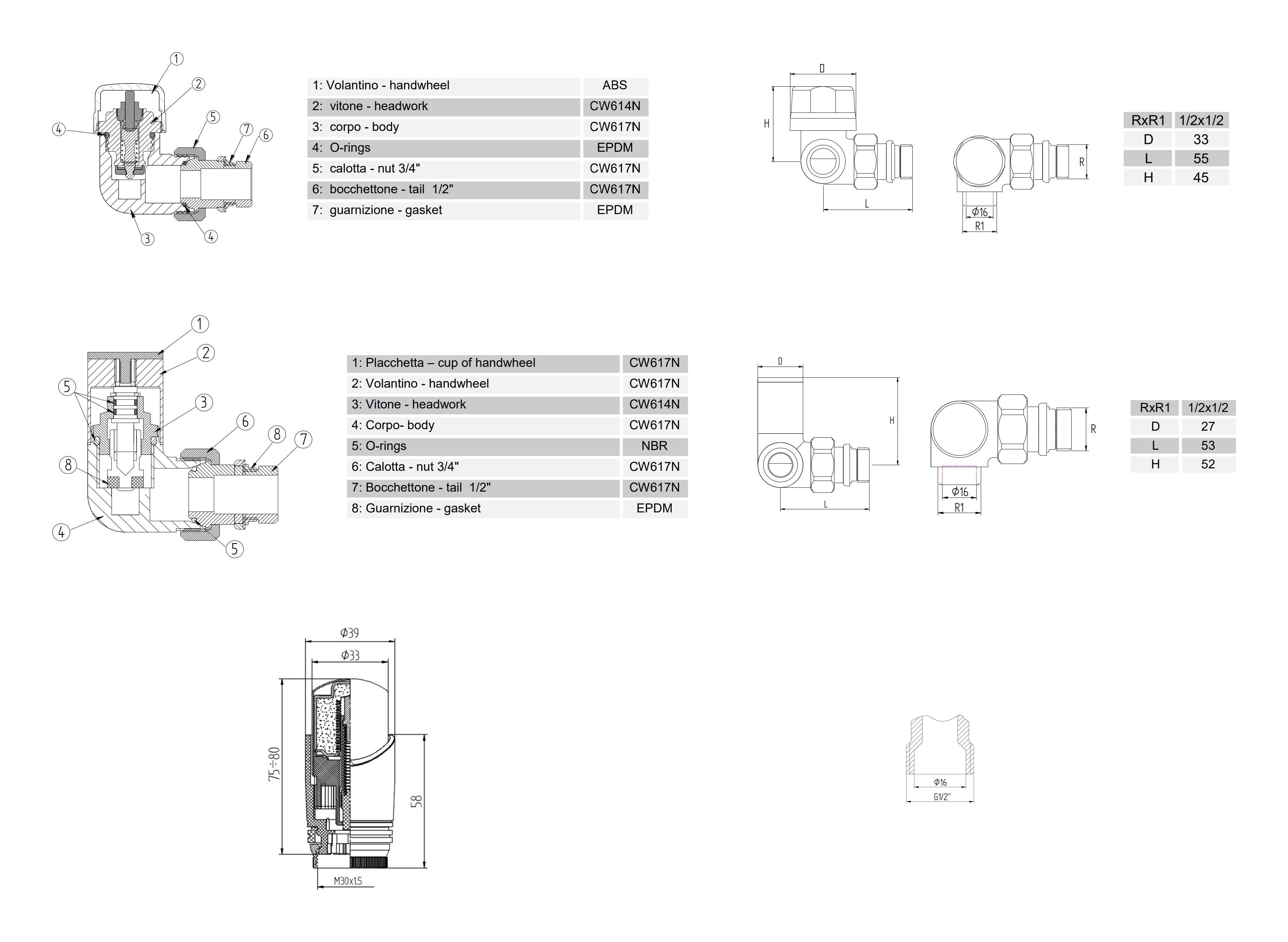 Kit Di Collegamento Per Radiatore, Rubinetto Manuale, Staffa Gomito Di Regolazione Spurgatore Rubinetto Di Scarico 15 X 21 (1/2), Noce E Tiebaul