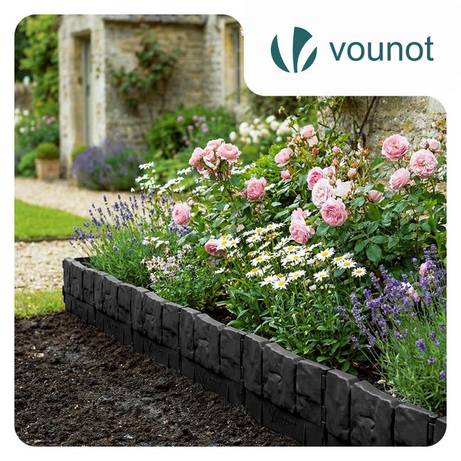NAIZY Bordo per prato in plastica con effetto legno, palizzata da giardino, recinzione per aiuole, bordo per prato, pietra da bordo, pietra angolare NAIZY Bordo per prato in plastica con effetto legno, palizzata da giardino, recinzione per aiuole, bordo per prato, pietra da bordo, pietra angolare