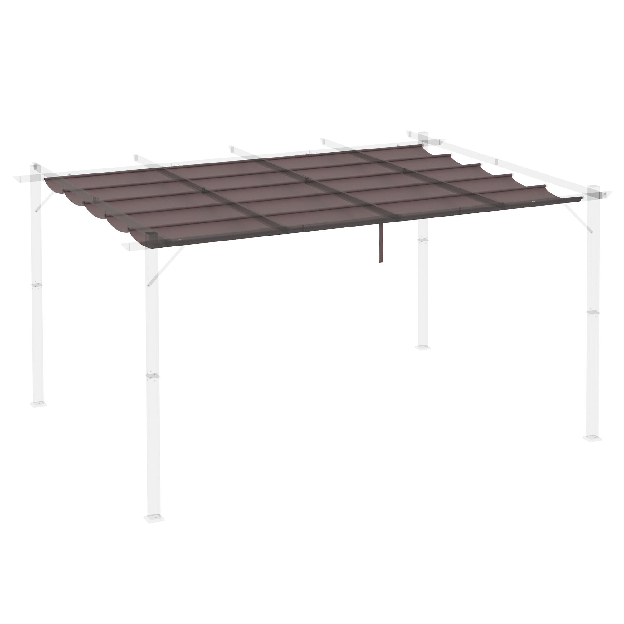 Cubierta para pérgola toldo retráctil Outsunny 350x250 cm café - 4