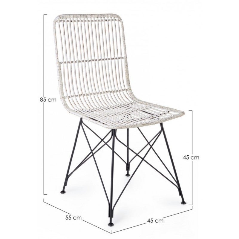 Chaise de style contemporain en acier et kubu Blanc LUCILA 45x55x h85 cm - 2