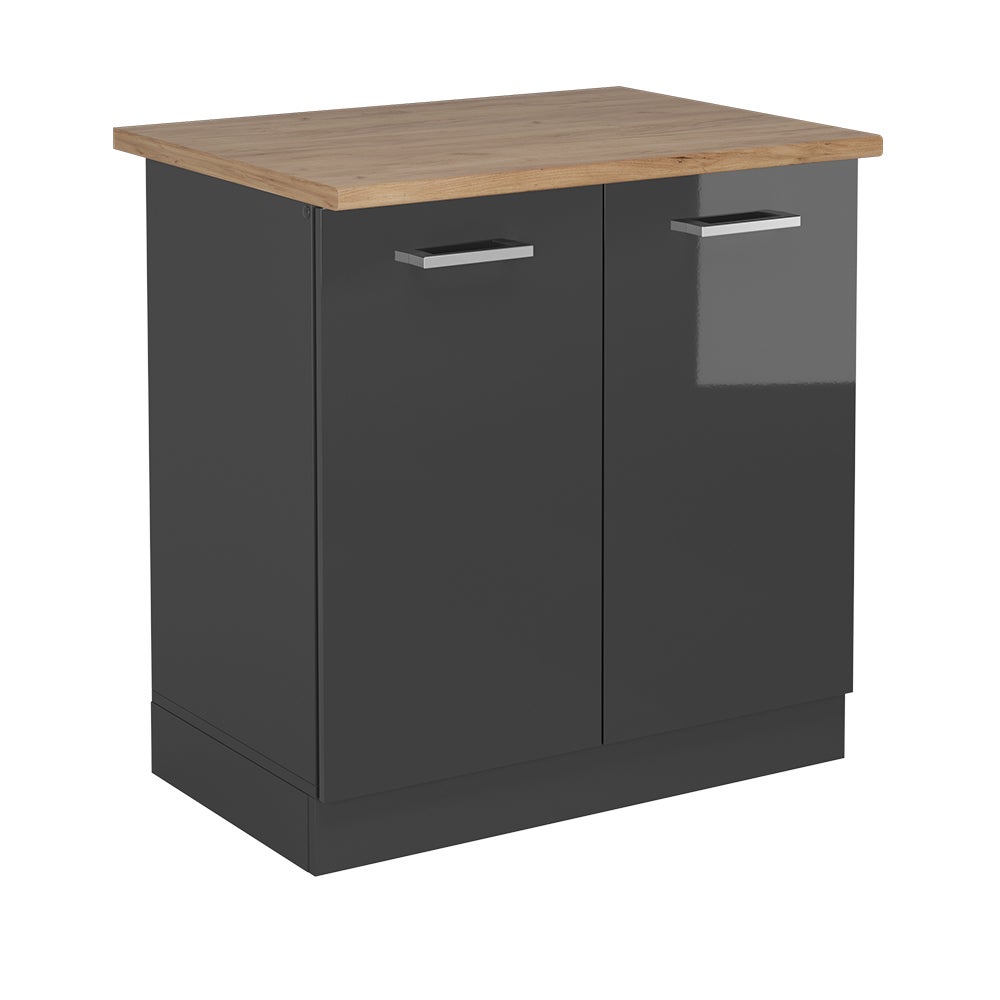 Vicco Szafka pod zlew R-Line, Antracyt wysoki połysk, 80 cm , BP Dąb