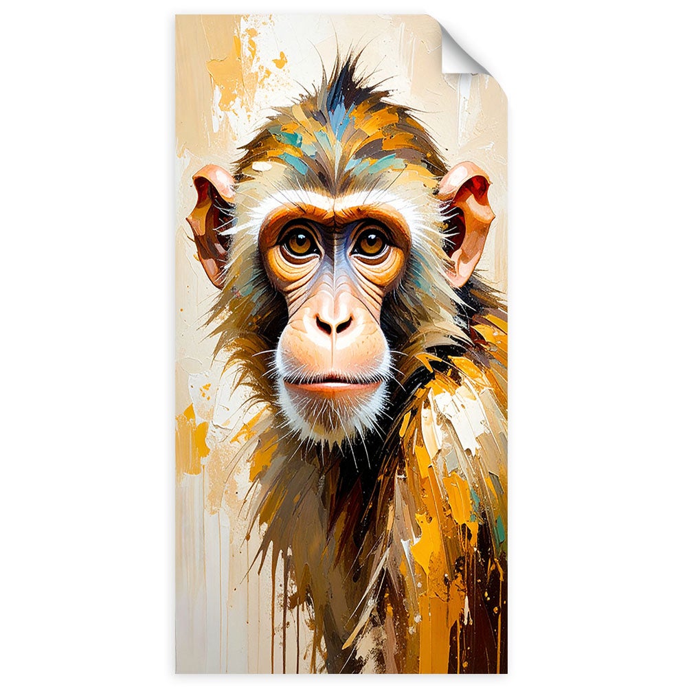 Naklejka na ścianę do salonu sypialni, Kolorowa Małpa Zwierzęta Afryka 60x120