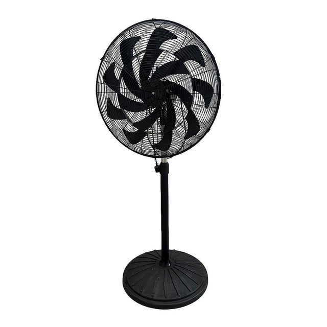 Brasseur d'air sur pied Centaurion Ventilateur 300W Noir 1 vitesse 65 cm 16 pales Aluminium argenté Orientable et Oscillant
