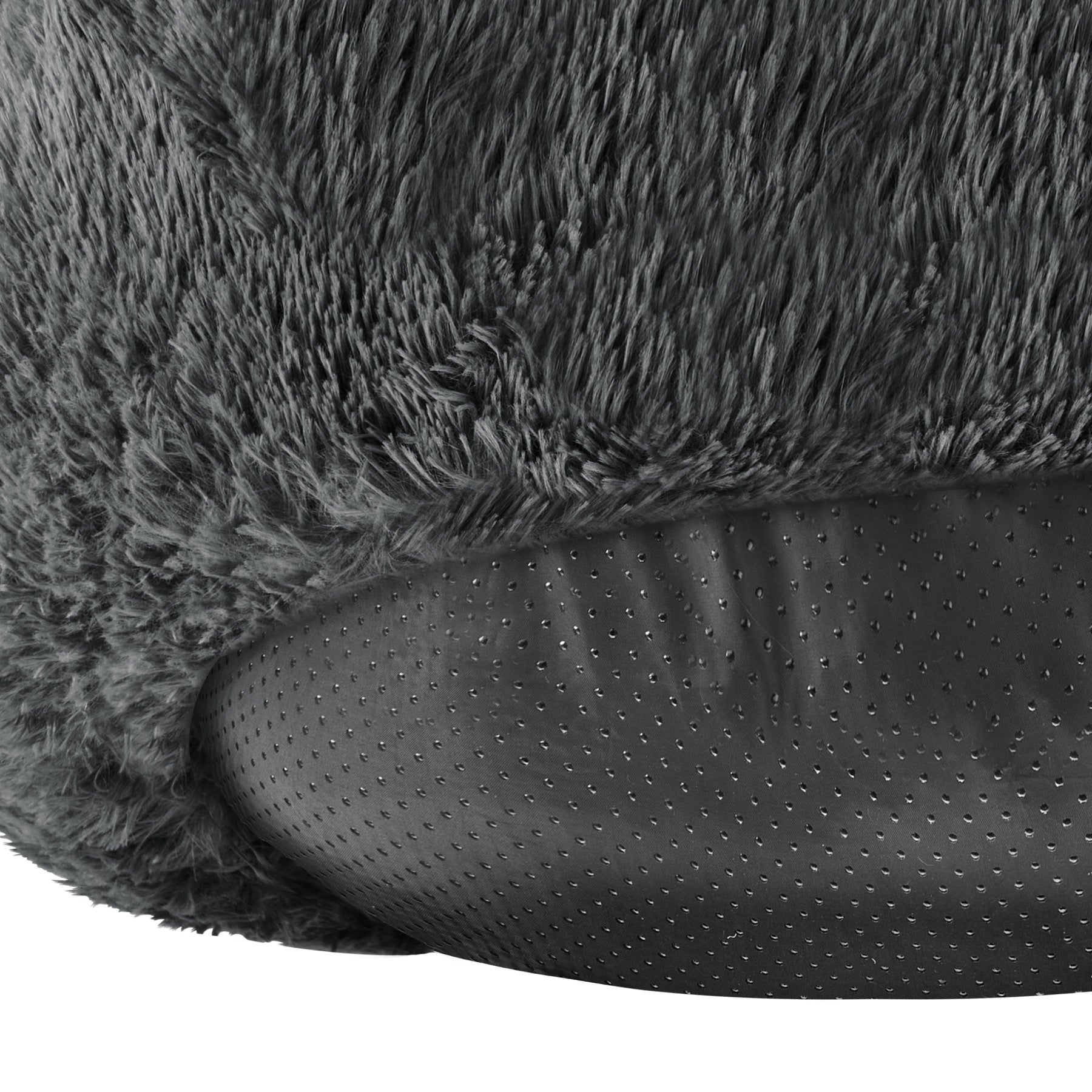 Cesto lettino per cani in poliestere con imbottitura spessa e rete peluche lunga Ø 70 cm grigio TECTAKE - 5