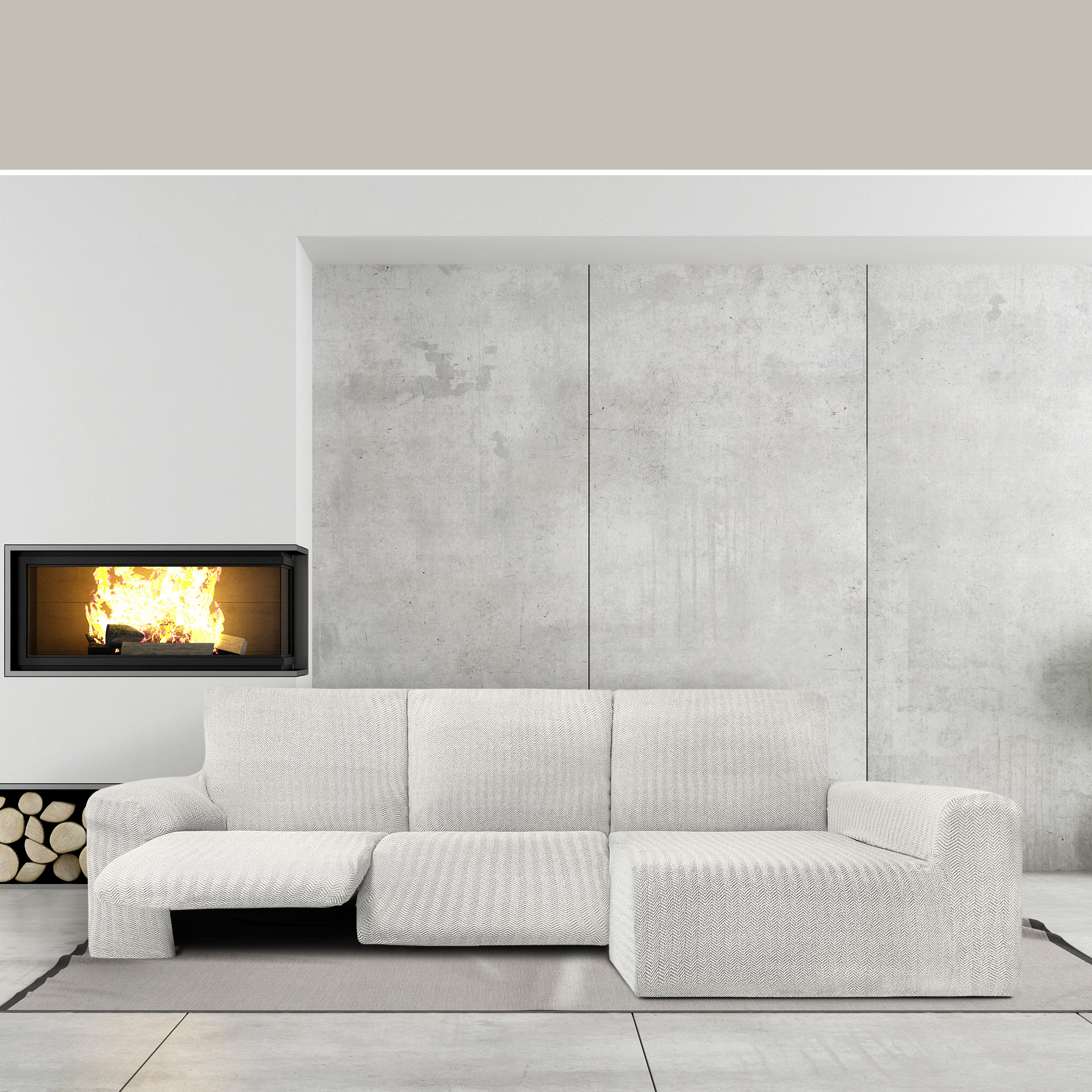 Copridivano Jaz per divano ad angolo relax destro crudo 250 - 360 cm - 3