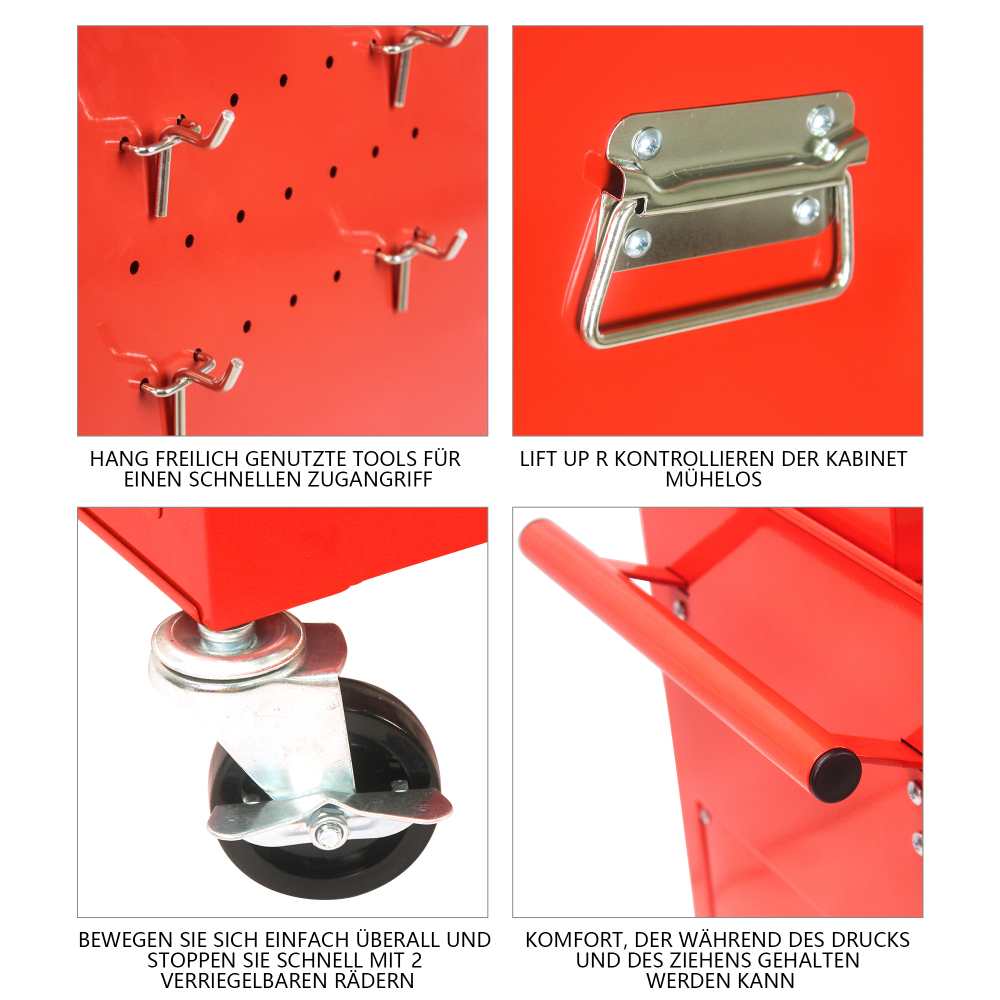Chariot à outils sur roues 6 tiroirs avec rangement amovible et 4 roues universelles pour atelier - 7