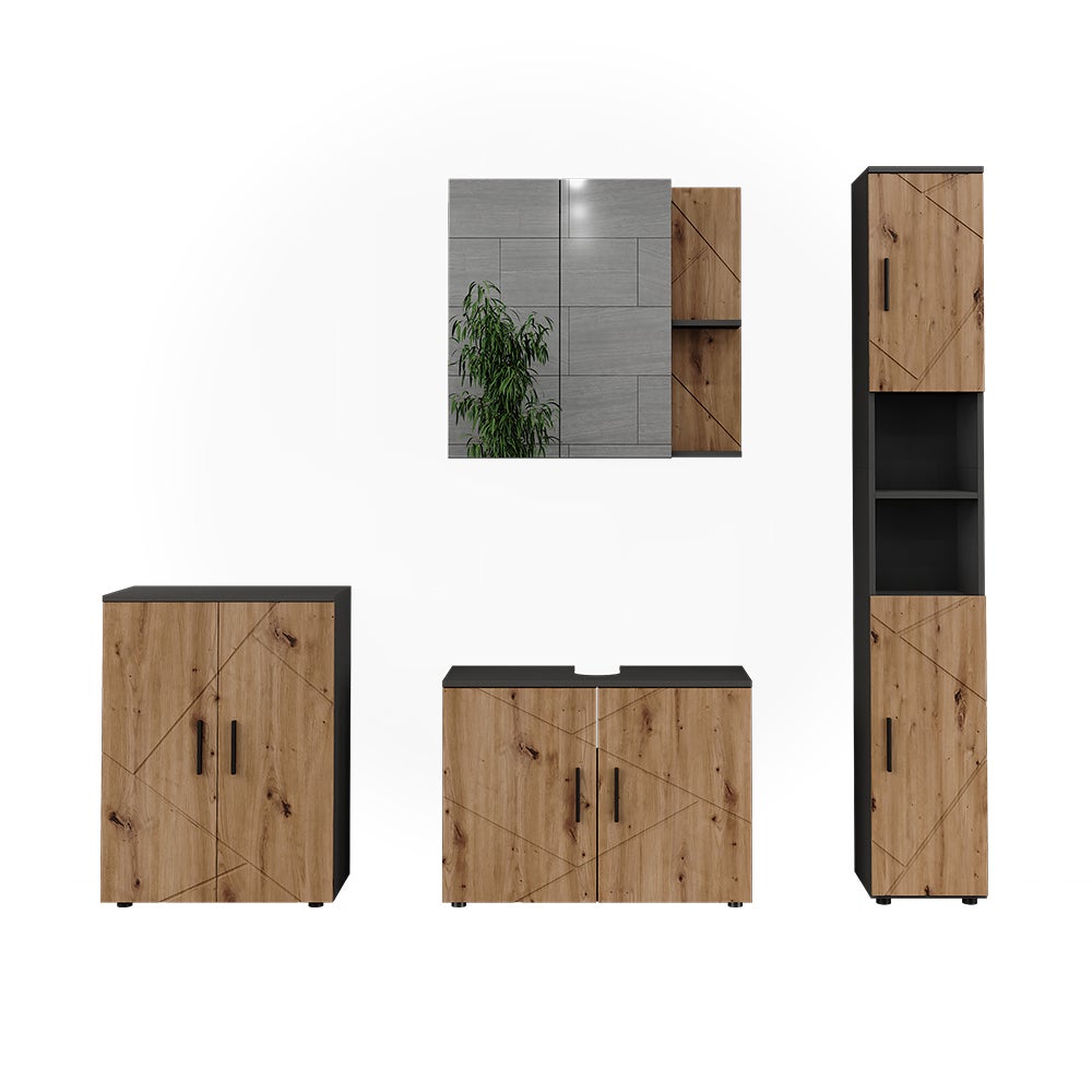 Vicco Zestaw mebli łazienkowych Irma, Antracyt/Artisan, 4 części