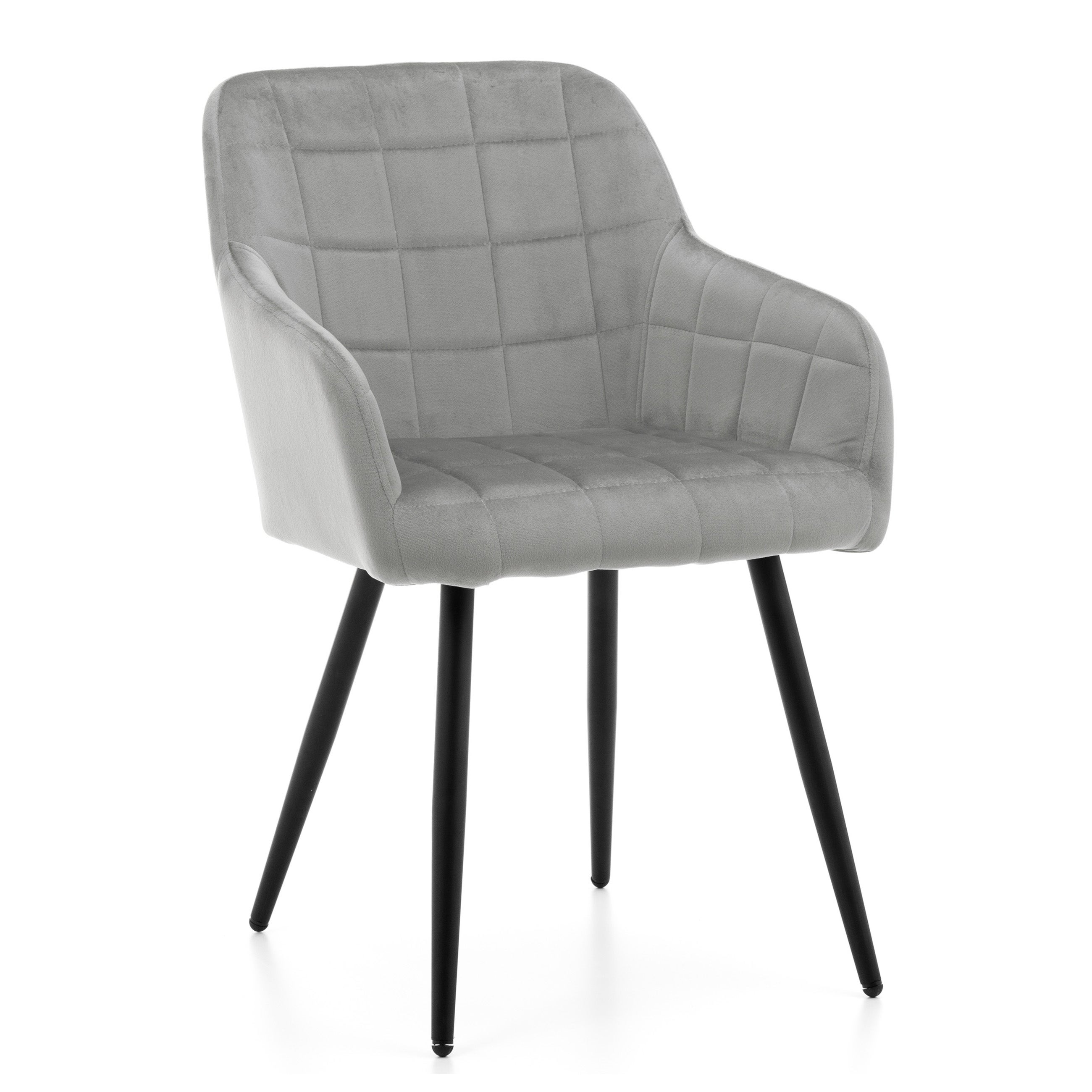 Krzesło tapicerowane welurowe do salonu jadalni ORTE jasnoszare