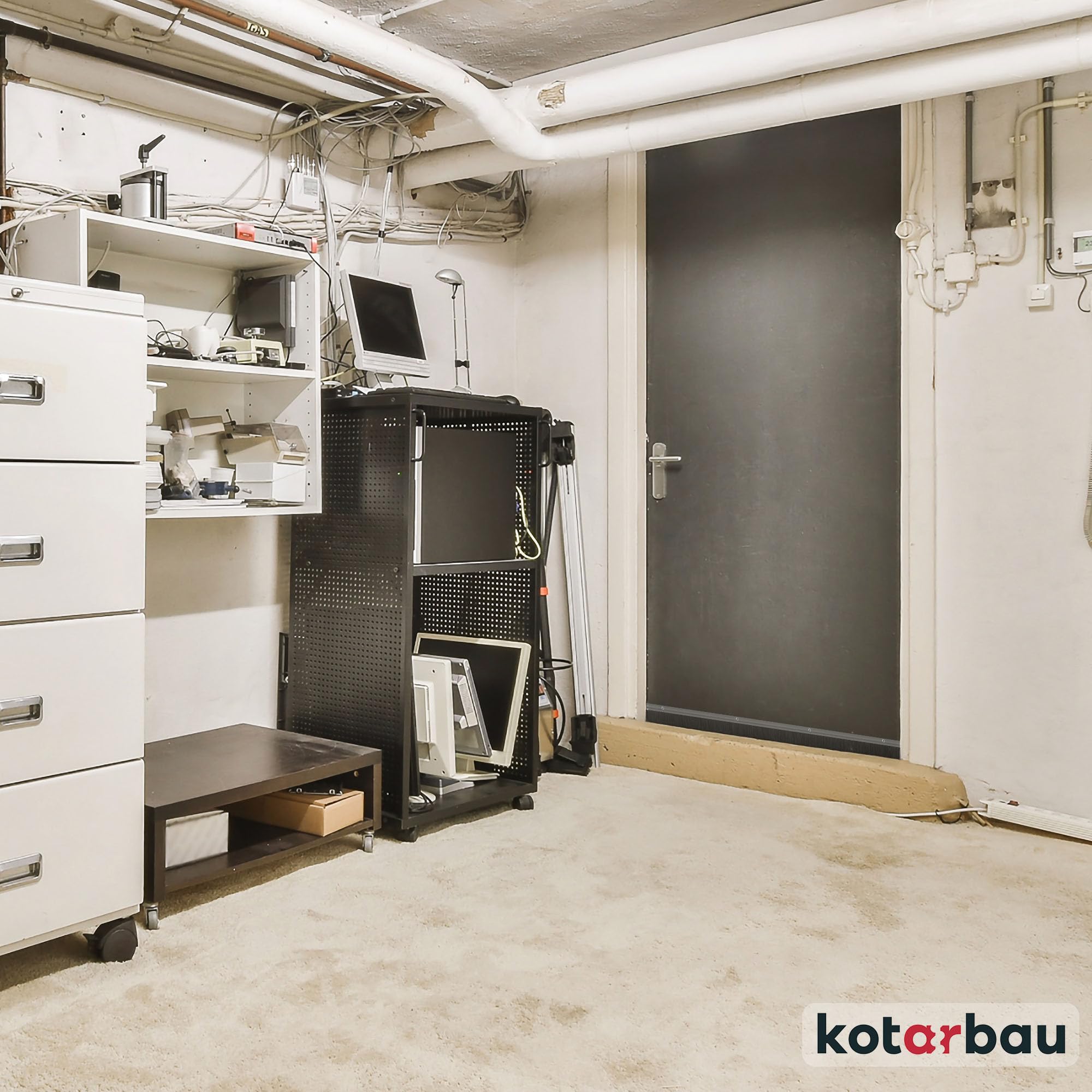 Joint de brosse en aluminium à visser 100 cm x 60 mm bas de porte isolant anti froid balai porte d'entrée et de garage - KOTARBAU - 7