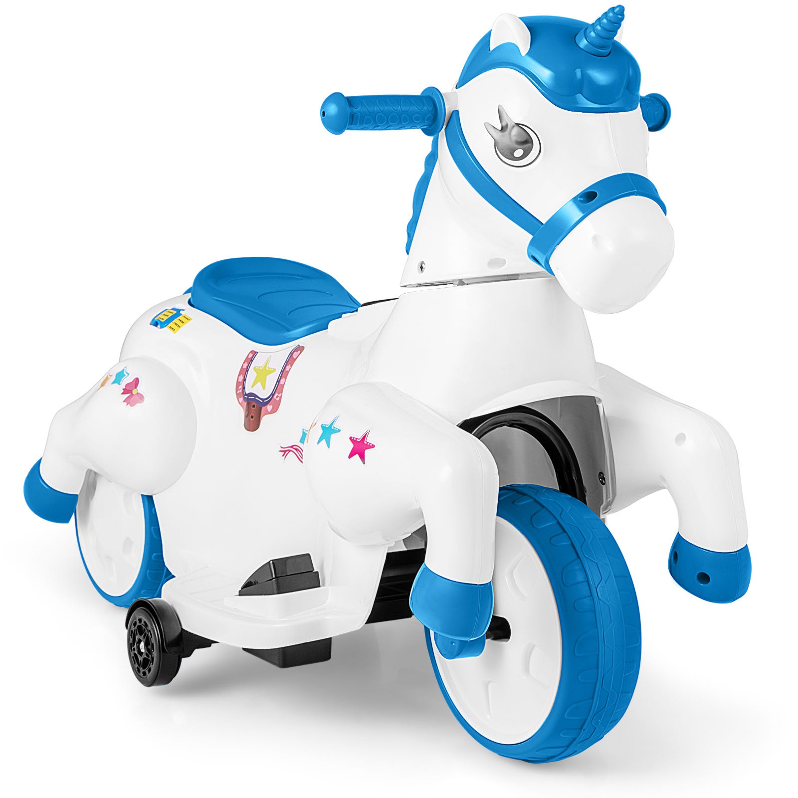 COSTWAY 12V Moto Électrique Enfant en Forme Licorne avec Musique & Démarrage à Un Bouton, Cheval Électrique Enfant avec Roues d'Entraînement & Mode COSTWAY 12V Moto Électrique Enfant en Forme Licorne avec Musique & Démarrage à Un Bouton, Cheval Électrique Enfant avec Roues d'Entraînement & Mode