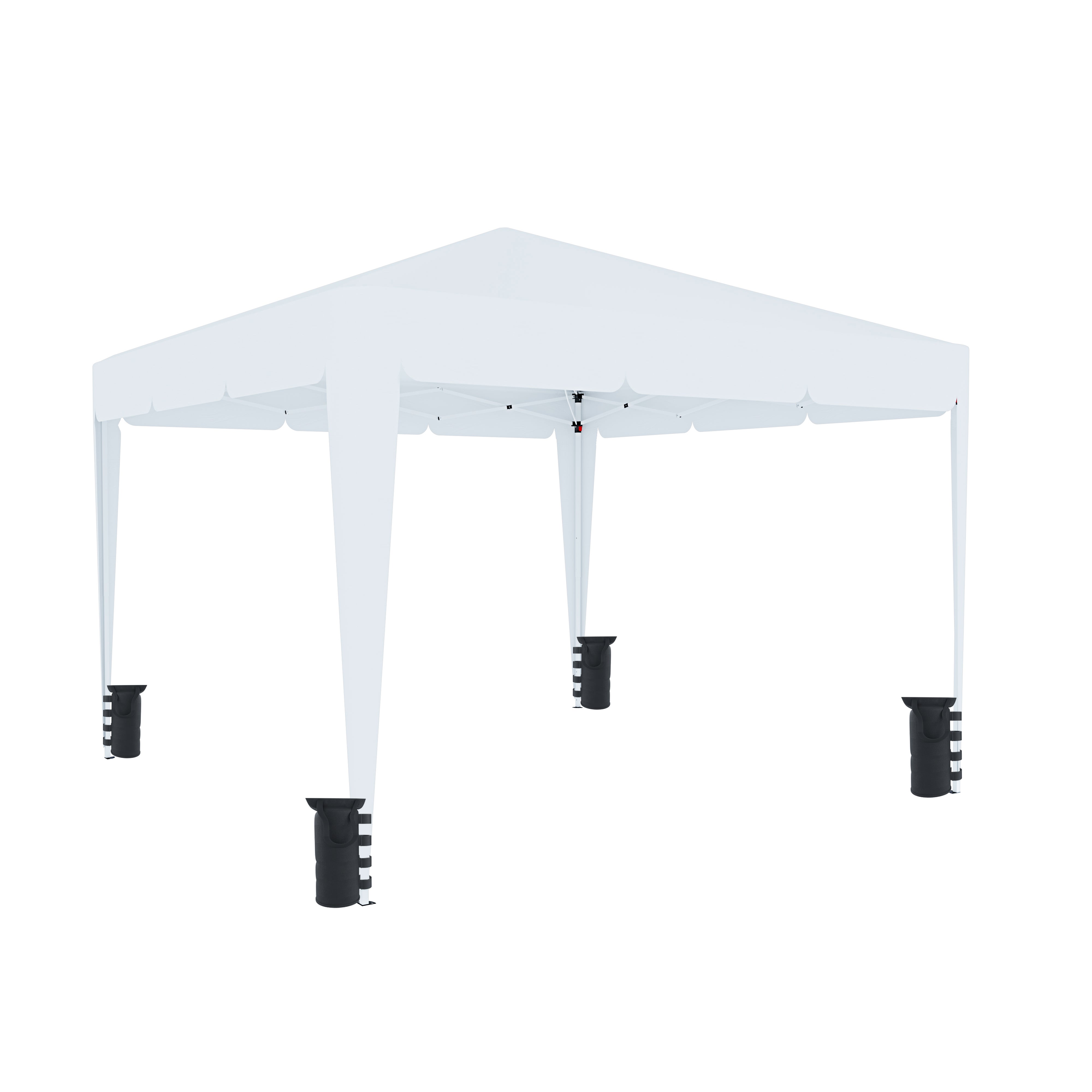 Gazebo Pieghevole Idrorepellente 3 x 3 M Da Giardino 4 Sacche Per Pesi Sacca Trasporto Chiusura A Fisarmonica Struttura Acciaio 160 gr/m² Bianco - 2