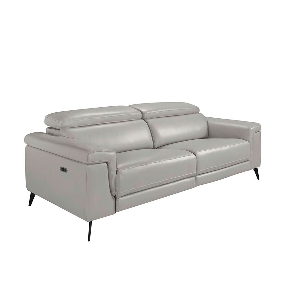 Szara skórzana sofa 3-osobowa 215 x 103 x 99 cm