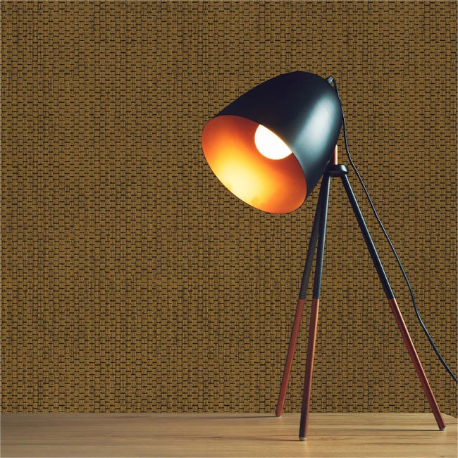 Papier Peint Uni M1-No.1731 Papier peint intissé Brun Jaune Structure ...