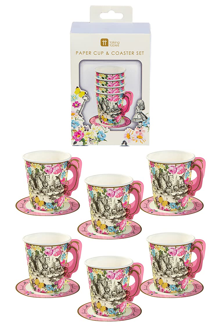 Talking Tables Piatti Di Carta Alice Nel Paese Delle Meraviglie, 23 Cm, Oro, Confezione Da 12