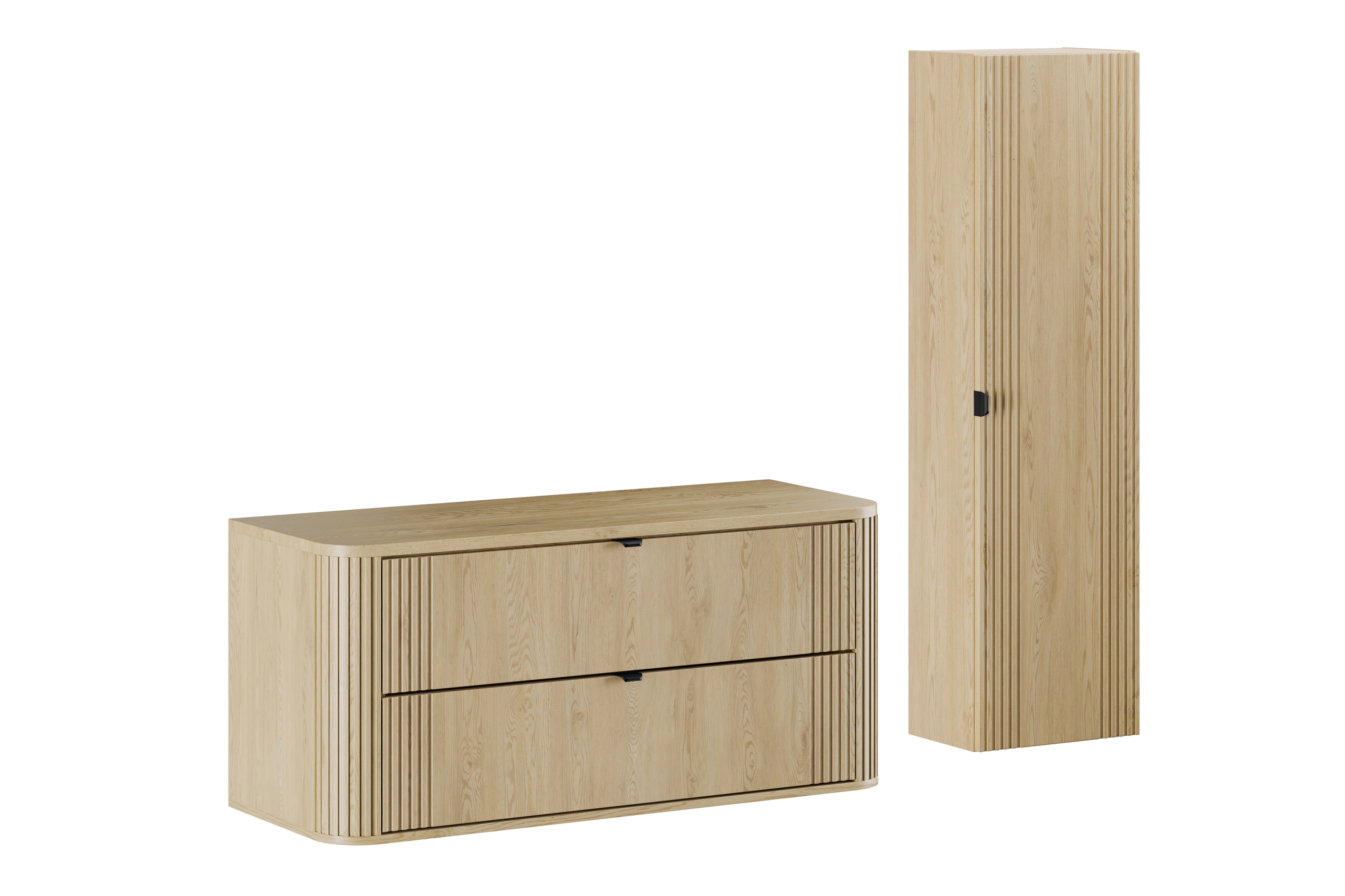 Szafka łazienkowa OVALIA Cremona 120 cm z blatem i słupkiem ryflowana MDF