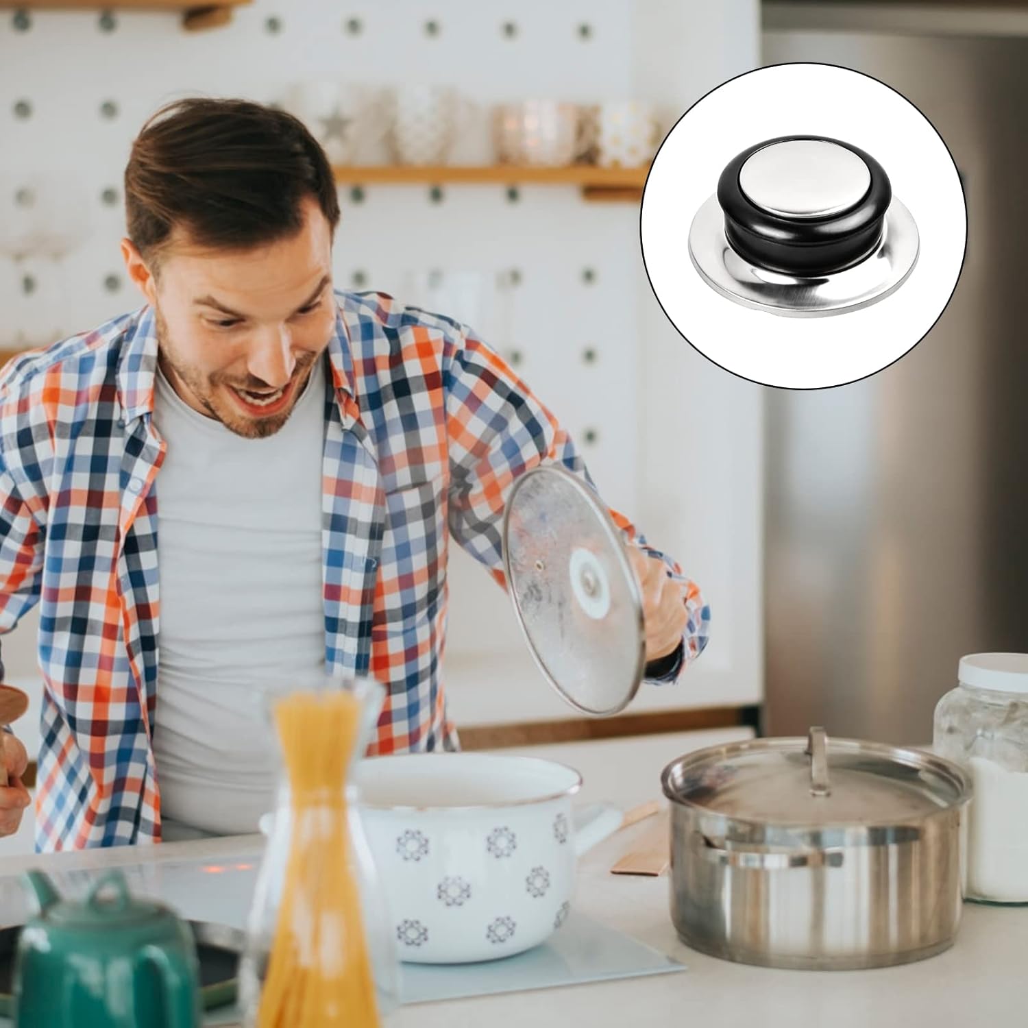 Accessoires Pour Poêles Et Casseroles Fdit Lid Handle 2 Pcs Noir Boutons De Rechange Nouvelles Pour Couvercle De Casserole De Batterie Bouton De Couvercle De Casserole