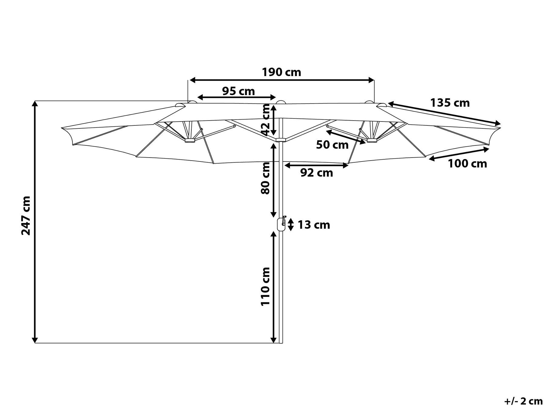 Ombrellone doppio da giardino in alluminio 460x270xH240 cm Alu Twin Beige - 7