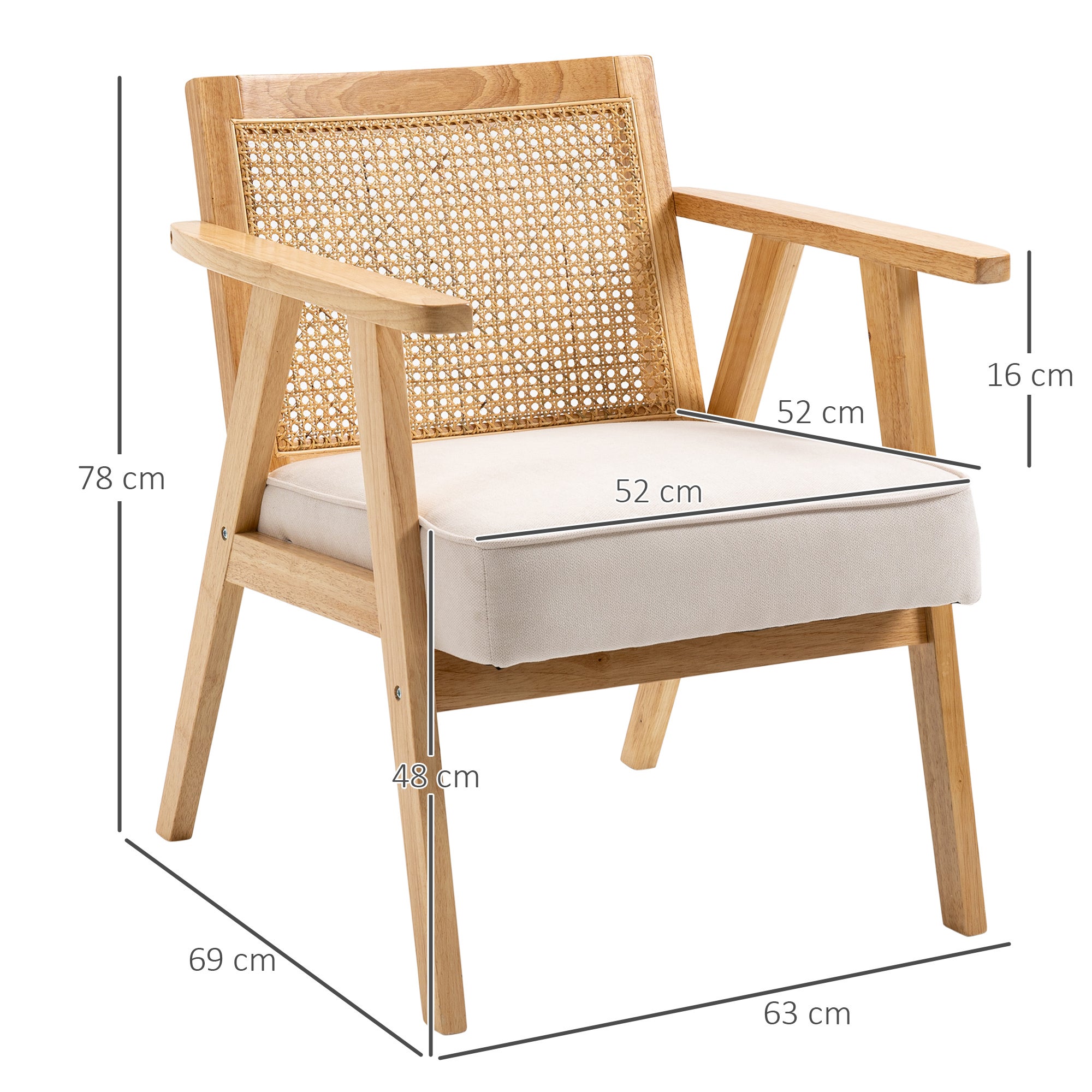 Fauteuil lounge en tissu et bois 1 place HOMCOM - 3