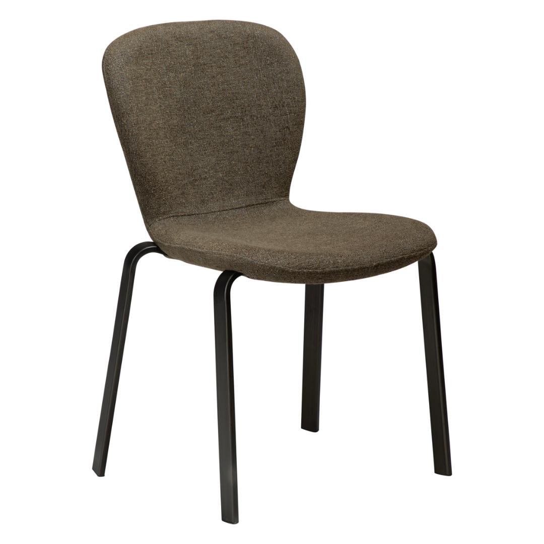 Heap Dan-Form krzesło stołowe bouclé ciemnozielony.