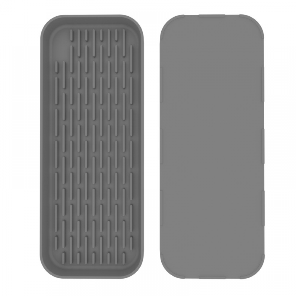 1x Silikonowa mata do suszenia szkła, mata do zlewu kuchennego, ociekacz do naczyń, szara