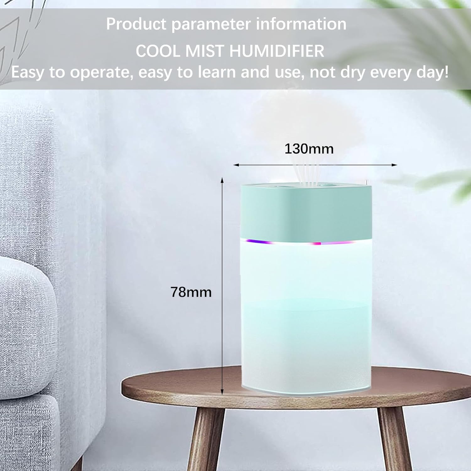 Humidificateur Goutte D'eau Pluie 400ml - Lumières LED Réglables, Silencieux, Pour Bureau Ou Chambre - 9