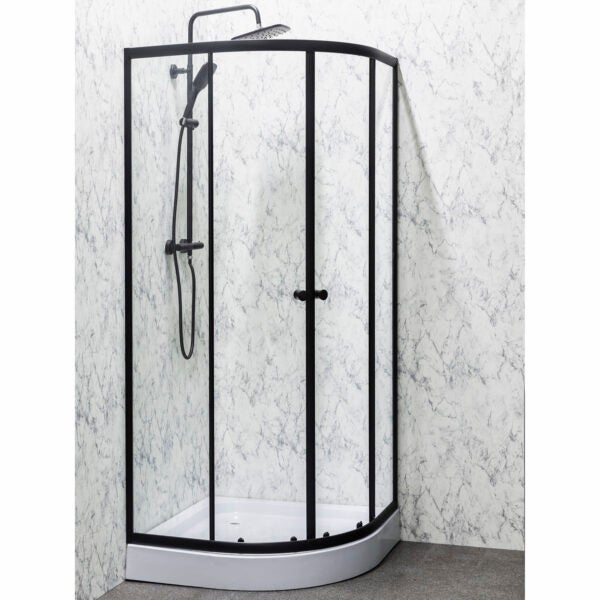 Kabina prysznicowa z brodzikiem Leo 80 BLACK półokrągła profile czarne KERRA - 2