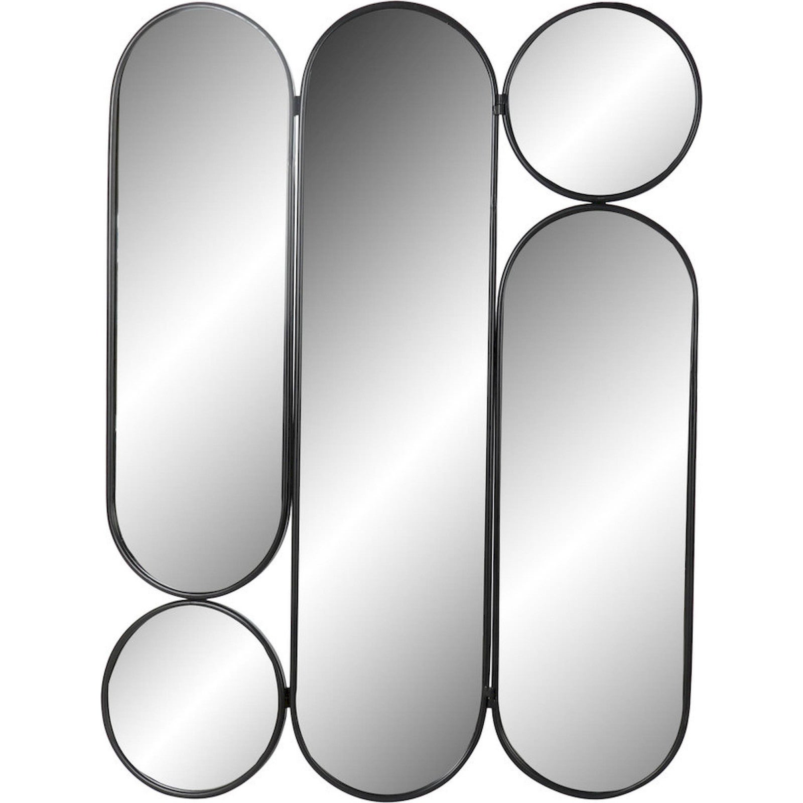Ensemble de 3 Miroirs Ronds Décoratifs en Métal Argenté - Miroirs
