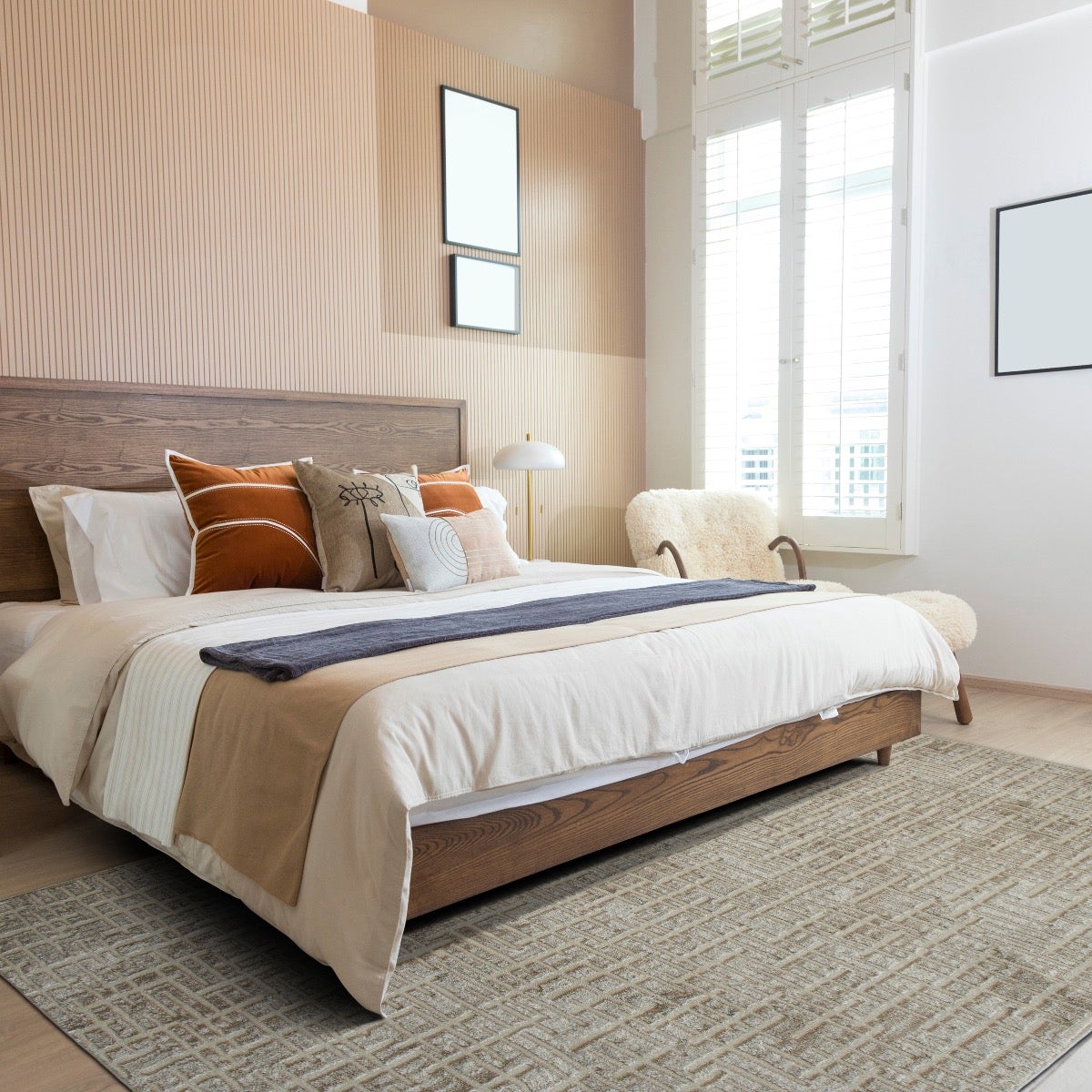 Tappeto moderno con motivo geometrico beige 160x230 - 6